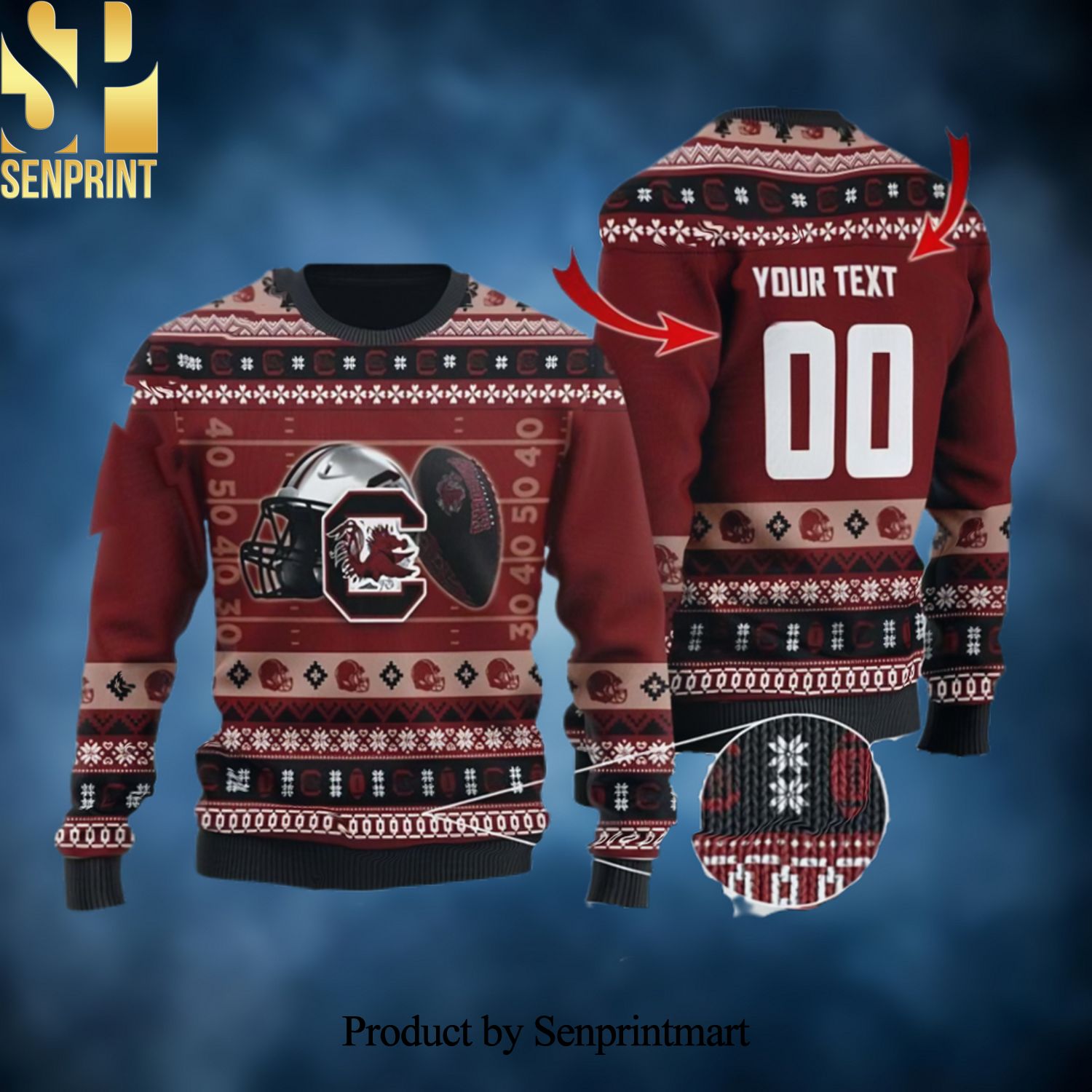 South Carolina Football Personalized 3D Printed Ugly Christmas Sweater