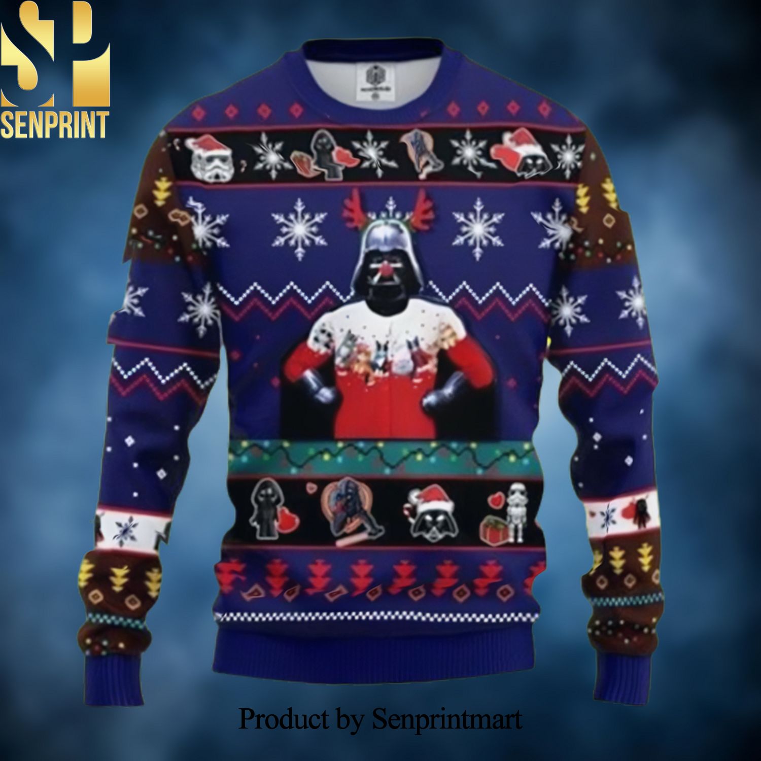 Star Wars Funny Christmas Knitting Pattern Ugly Christmas Wool Knitted Sweater