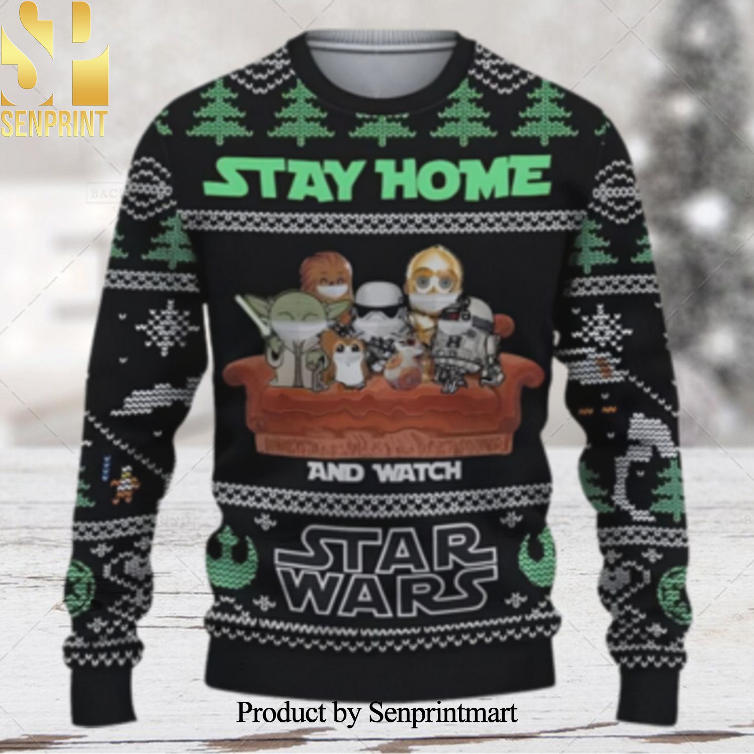 Star Wars Movies Stay Home Ugly Christmas Holiday Sweater