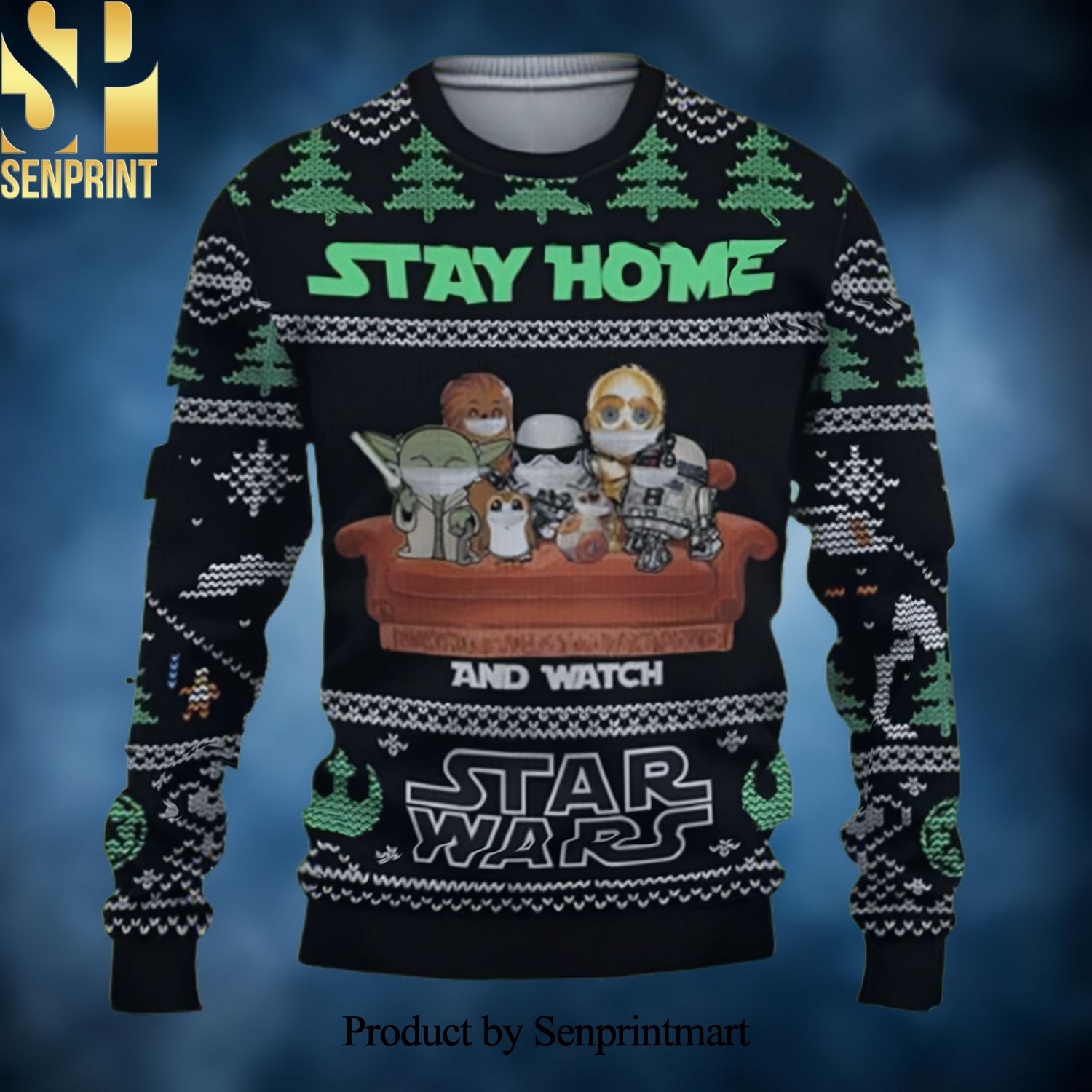 Stay Home And Watch Star Wars Ugly Xmas Wool Knitted Sweater