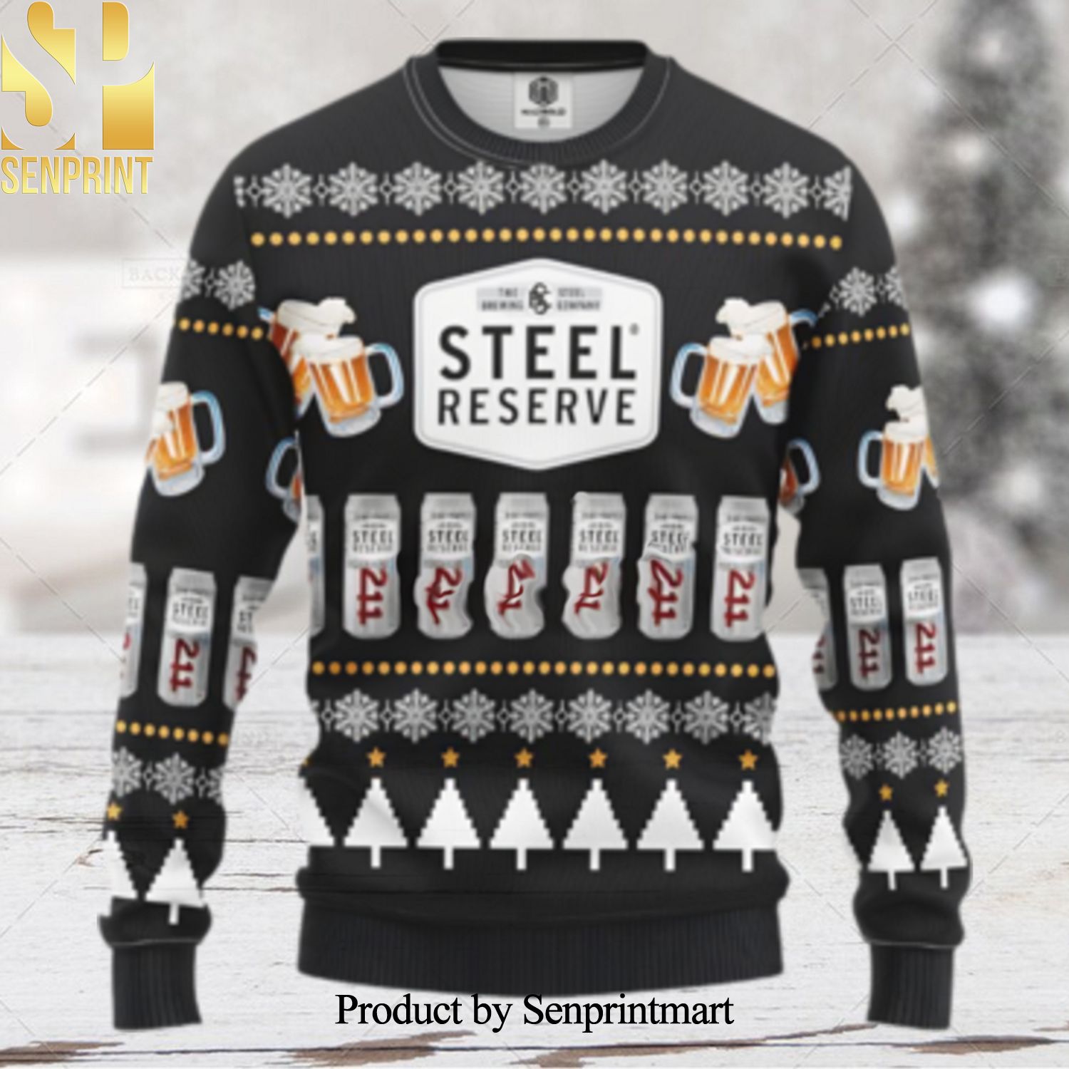 Steel Beer Drink Lover Gifts Christmas Ugly Wool Knitted Sweater
