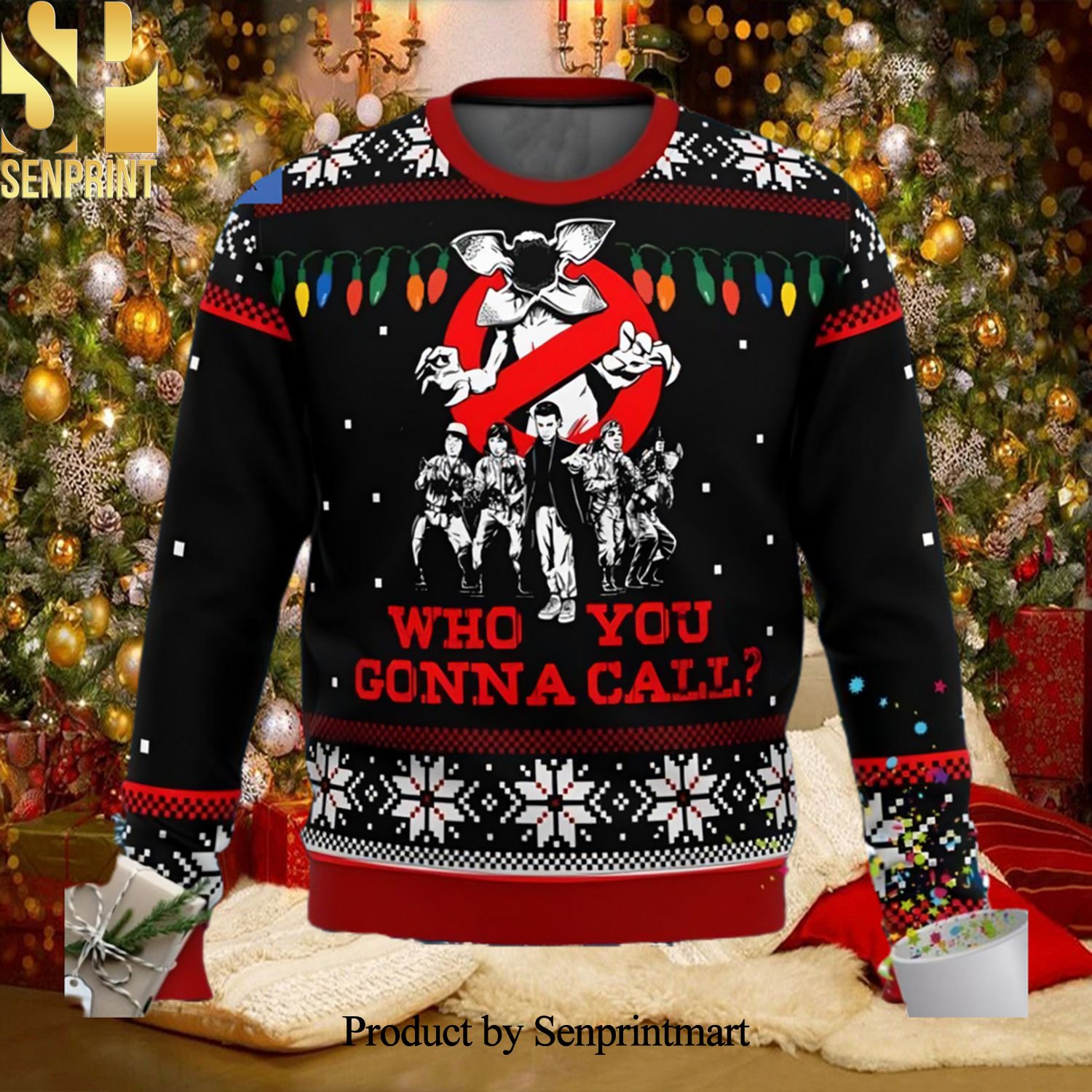 Stranger Things Who You Gonna Call Ugly Christmas Holiday Sweater