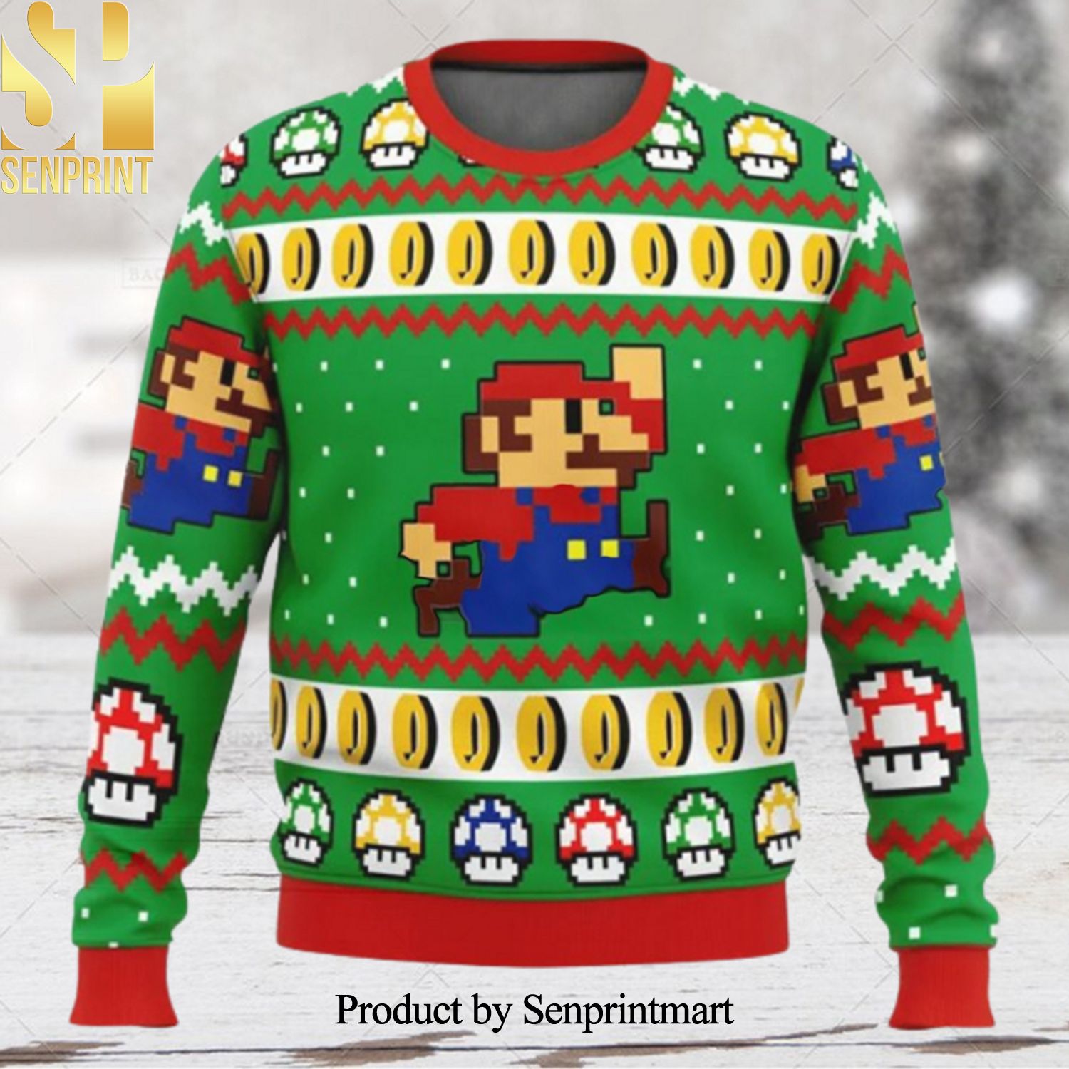 Super Mario Nintendo Cute Ugly Christmas Wool Knitted Sweater