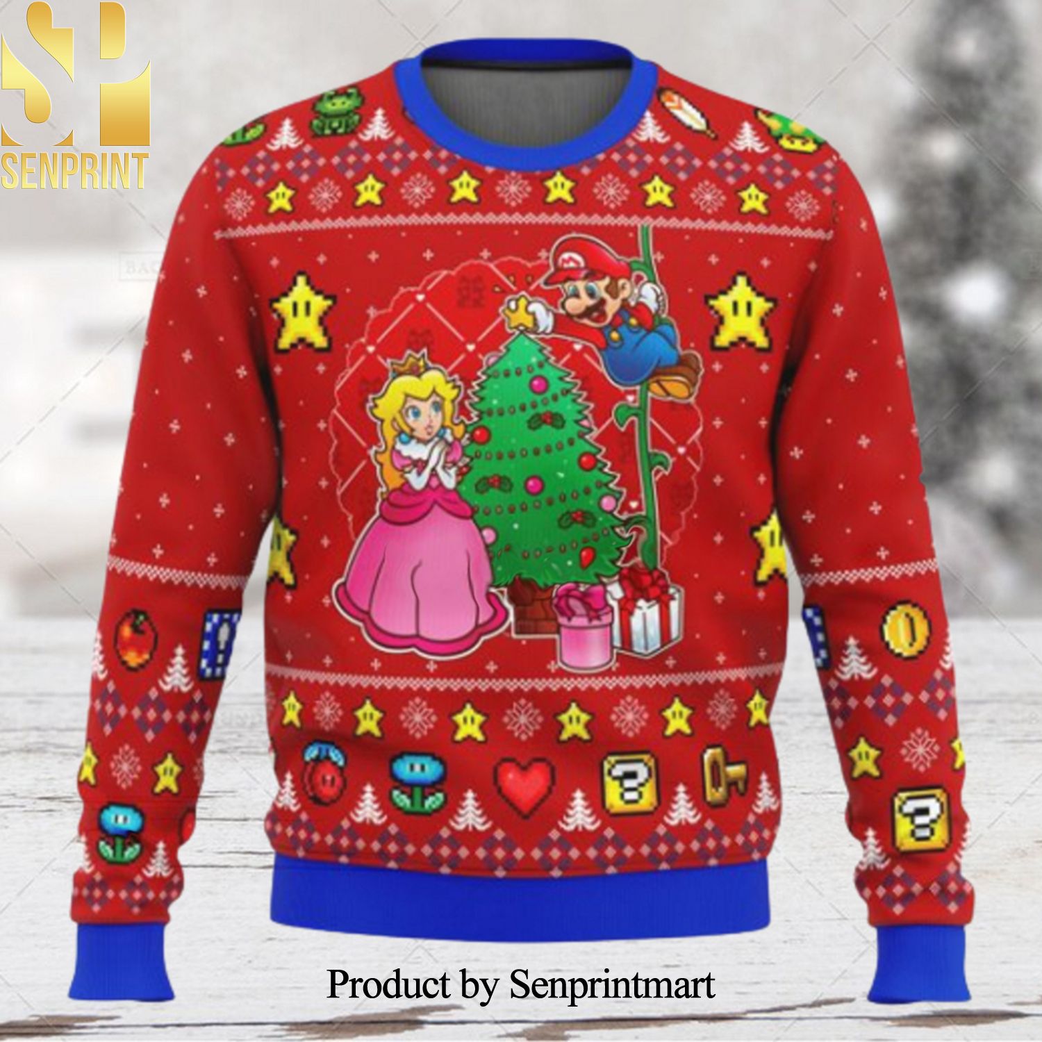 Super Mario Nintendo Gift Fan Ugly Christmas Wool Knitted Sweater