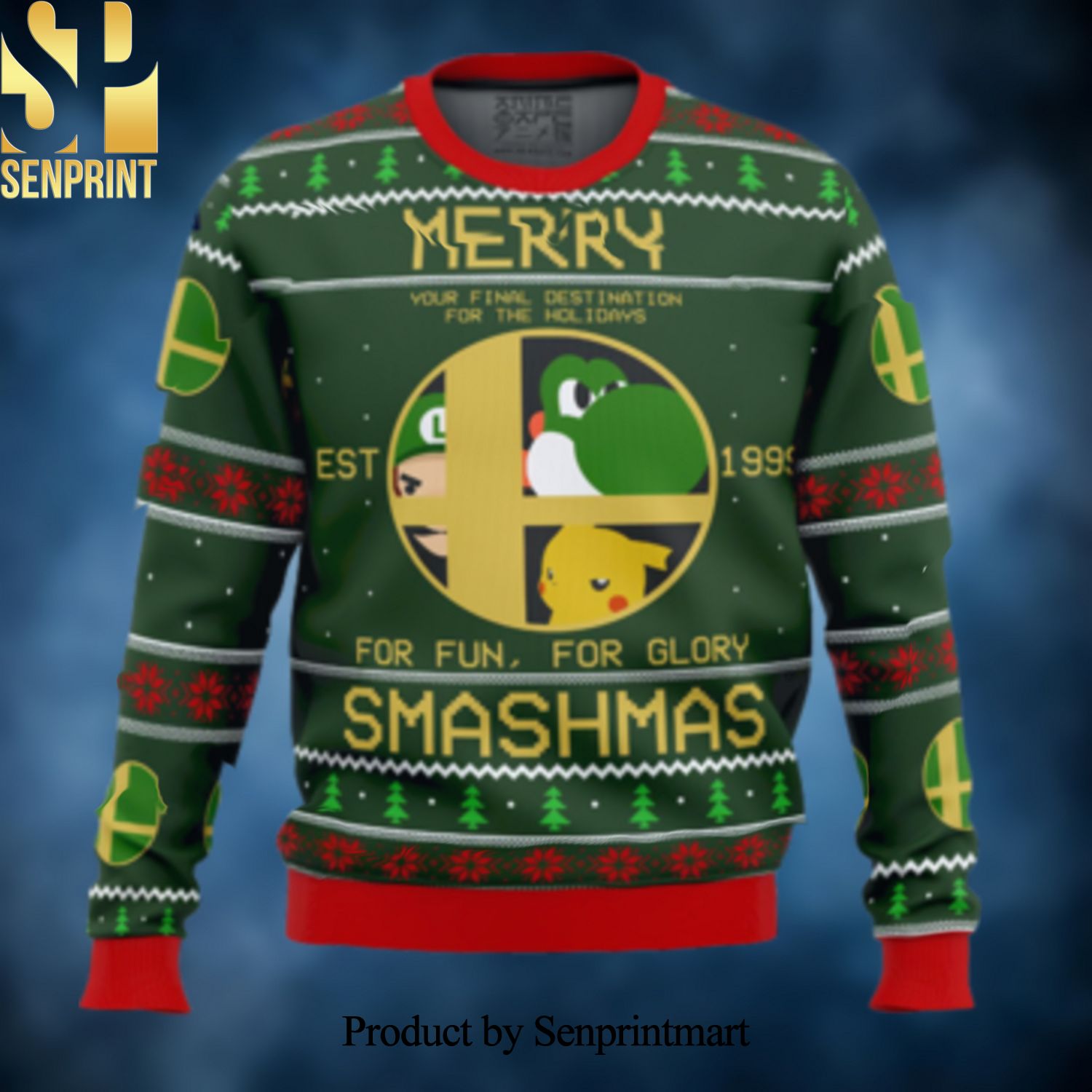 Super Smash Bros Merry Smashmas Christmas Wool Knitted 3D Sweater
