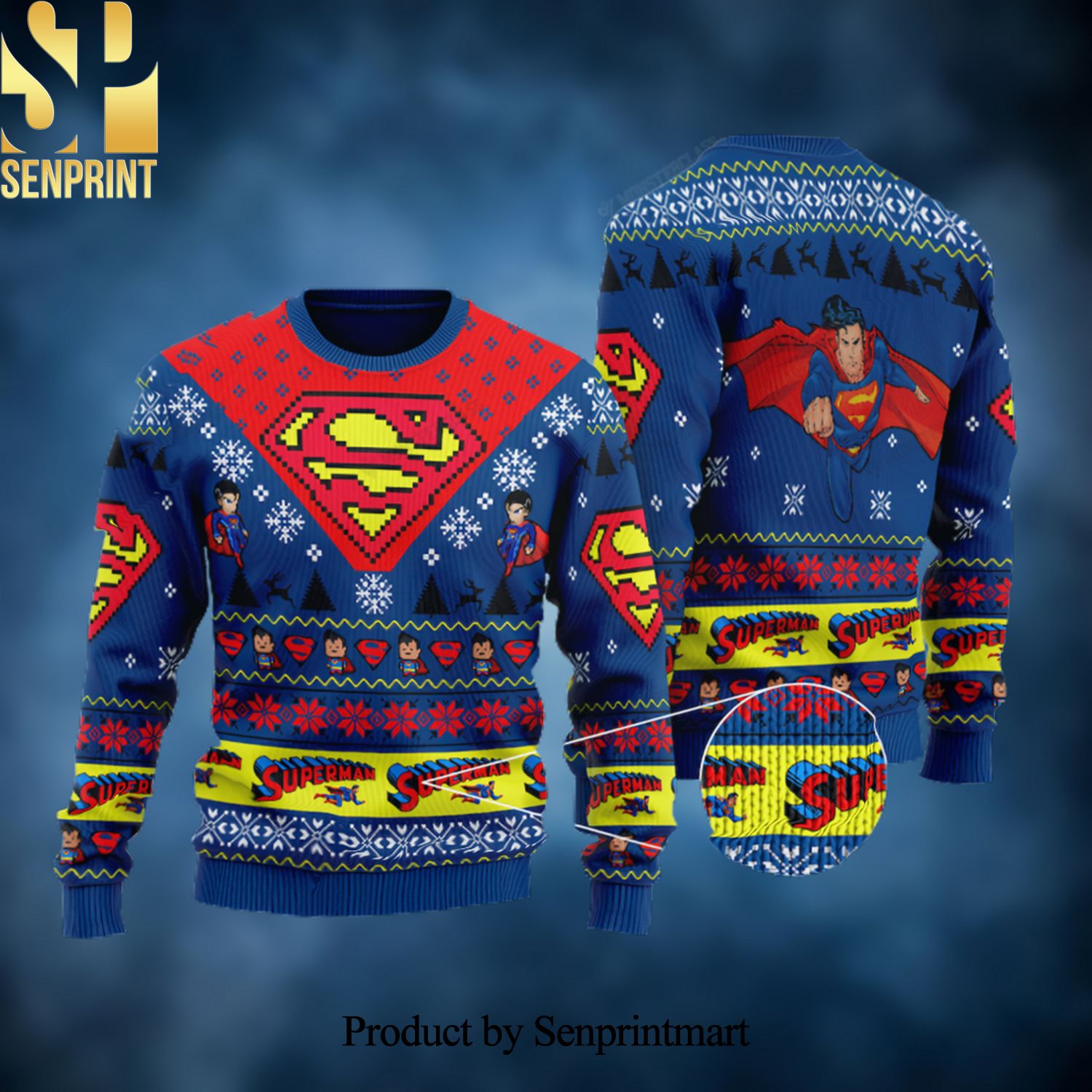 Superman in Your Arena Christmas Ugly Wool Knitted Sweater