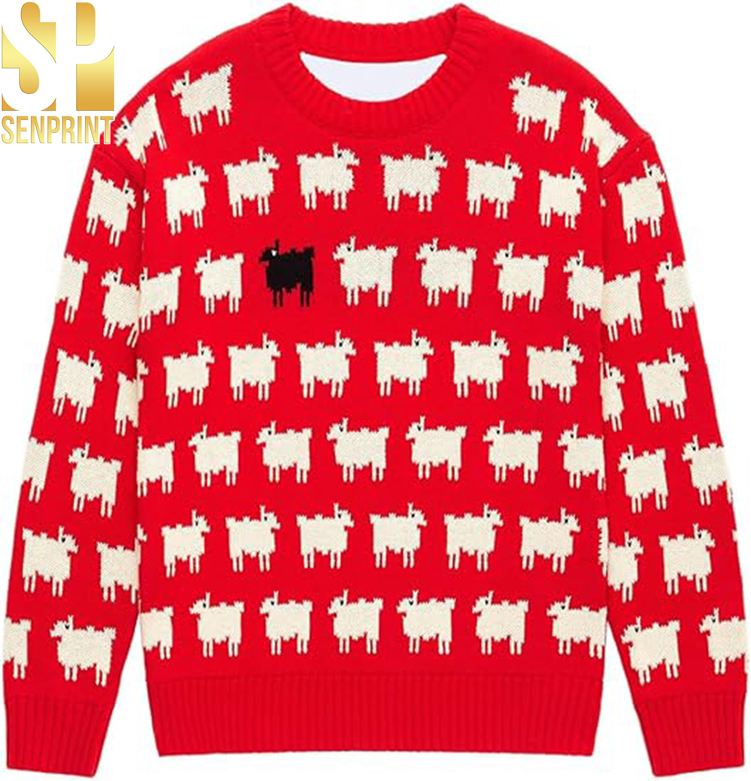 Princess Diana Black Sheep Ugly Xmas Wool Knitted Sweater