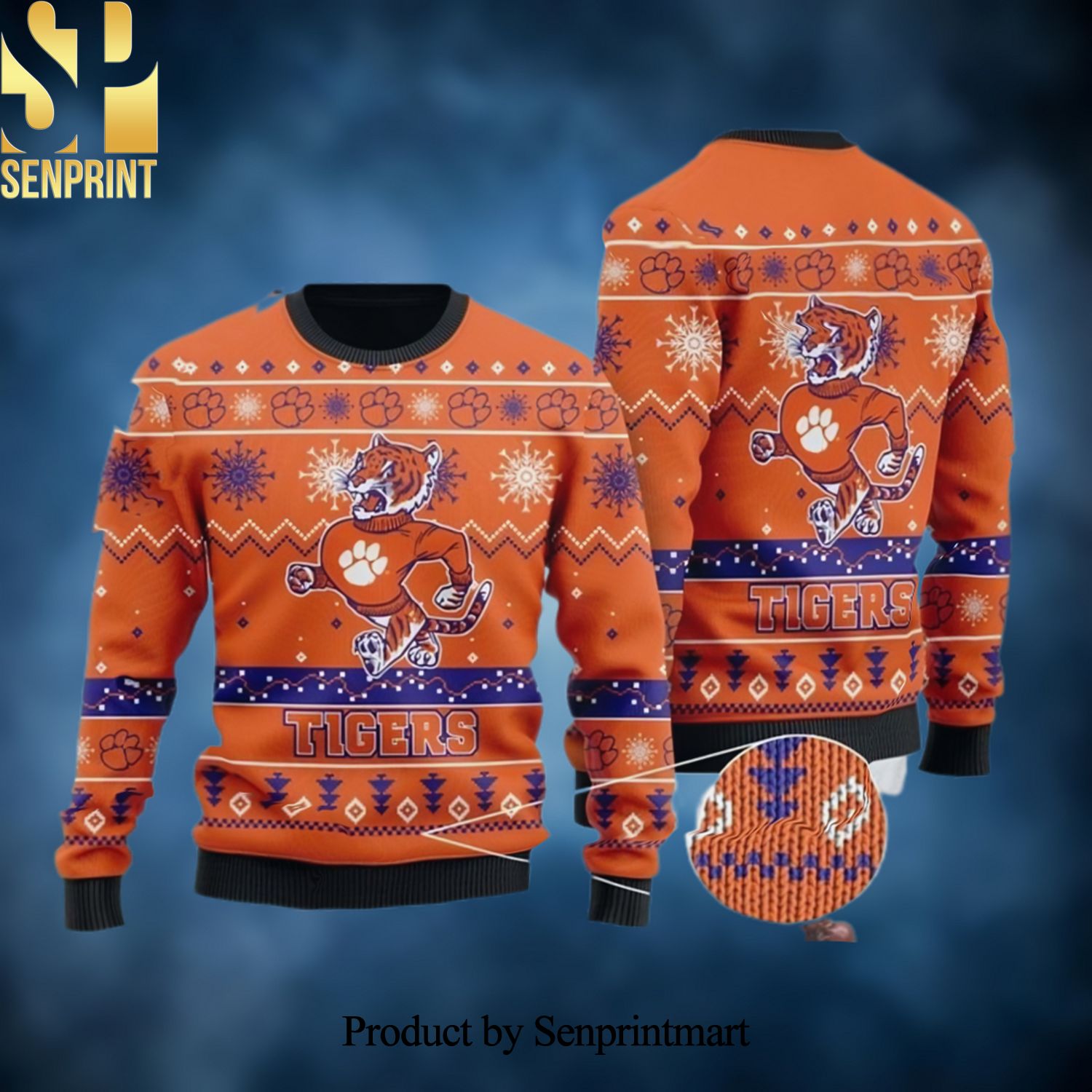 The Clemson Tigers Football Christmas Wool Knitted 3D Sweater