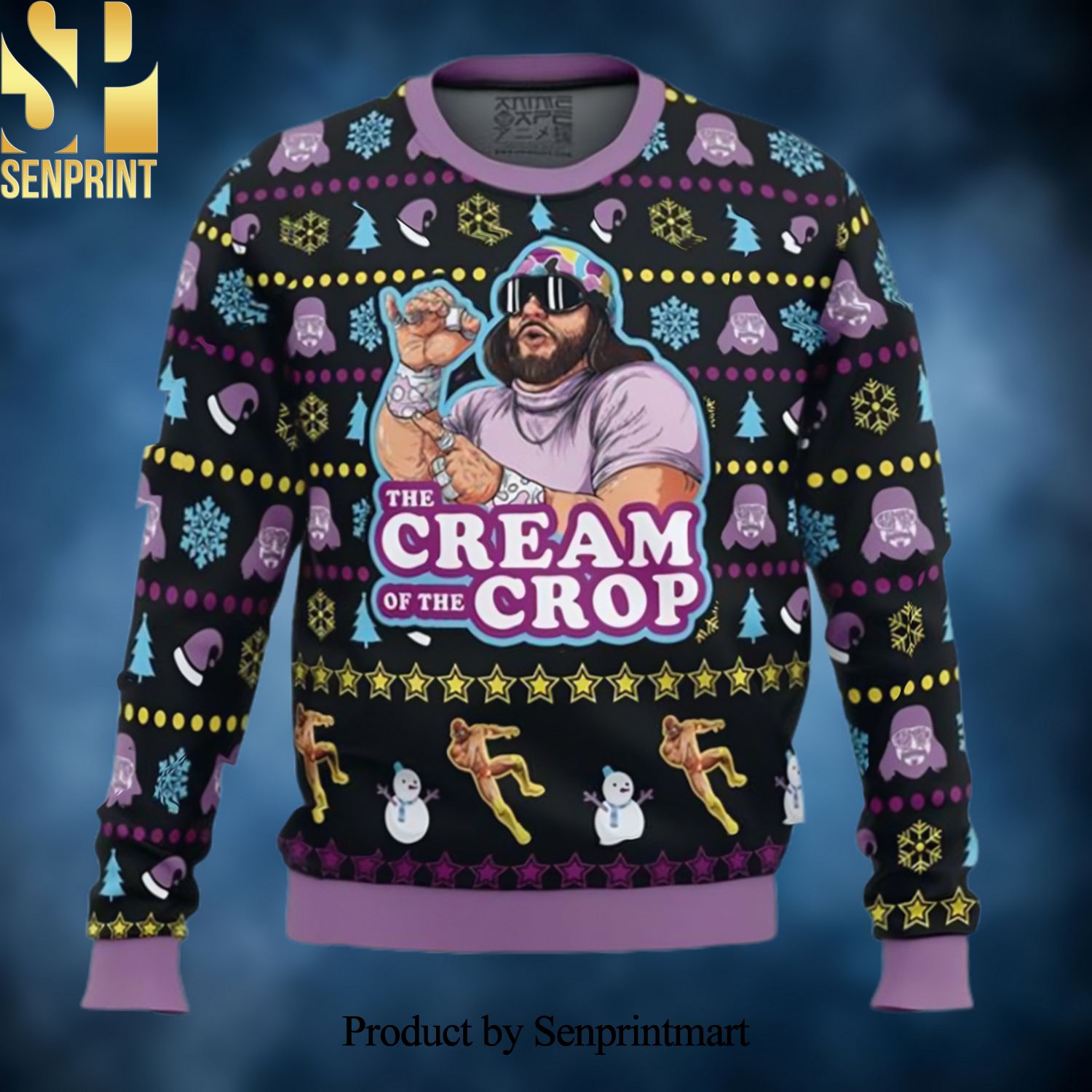 The Cream of the Crop Macho Man Randy Savage Pro Wrestling Ugly Christmas Holiday Sweater