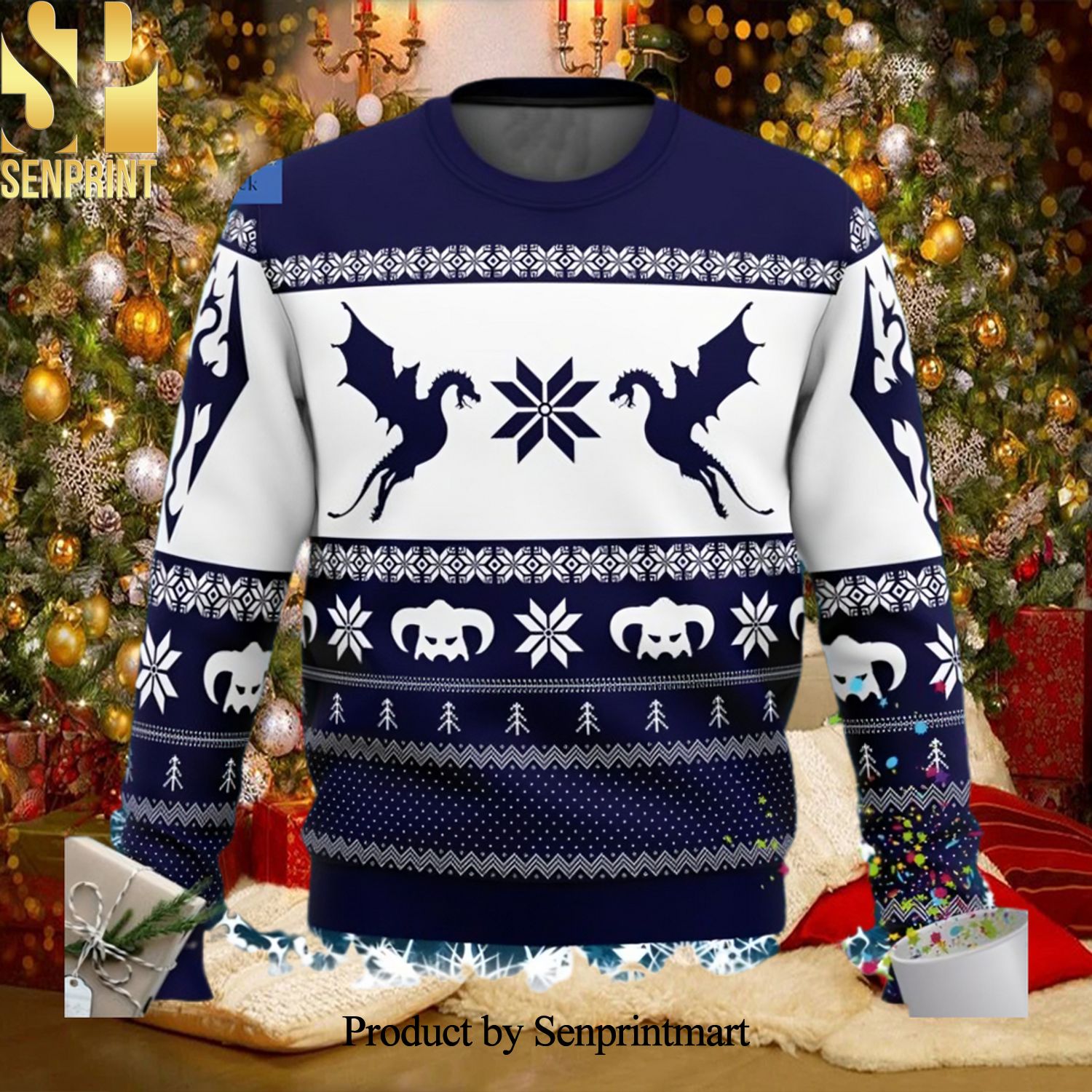 The Elder Scrolls Dragon Ugly Christmas Holiday Sweater