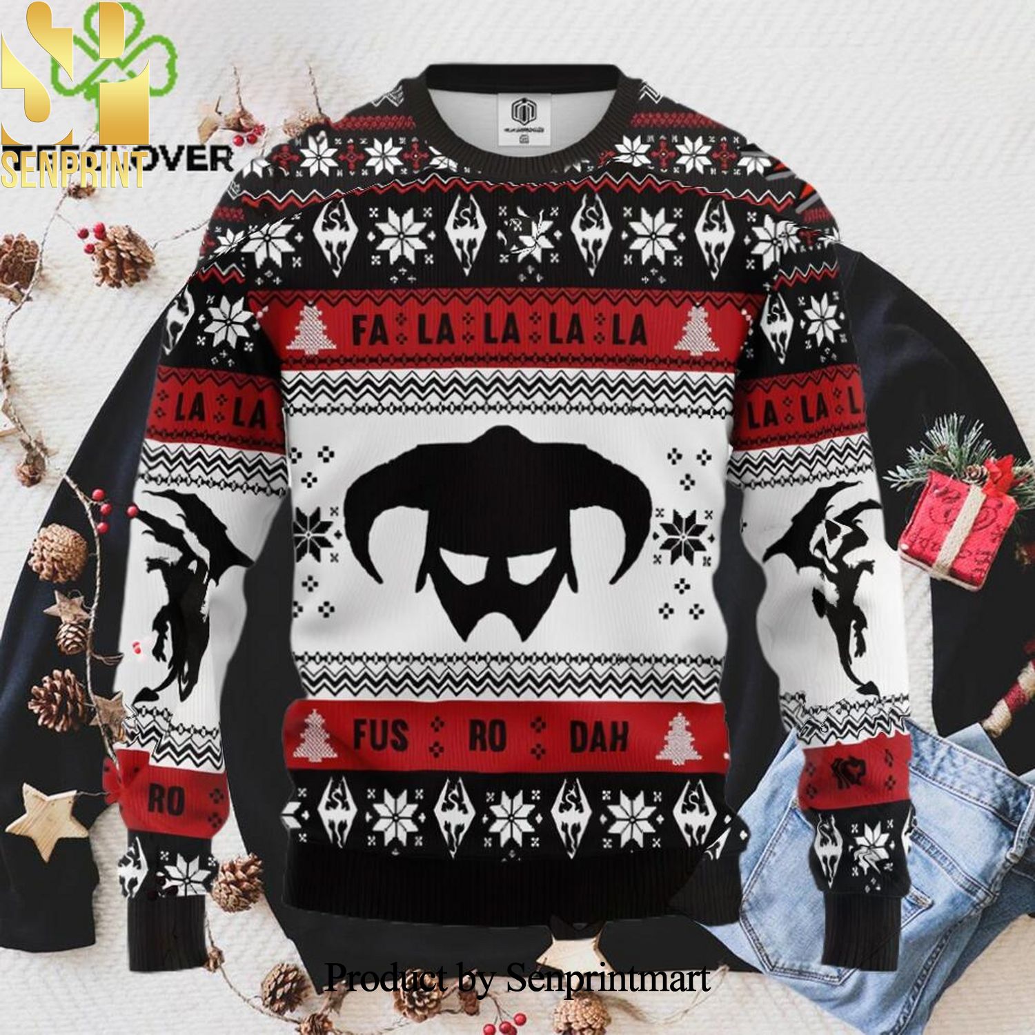 The Elder Scrolls Fa La La La Xmas Christmas Wool Knitted 3D Sweater