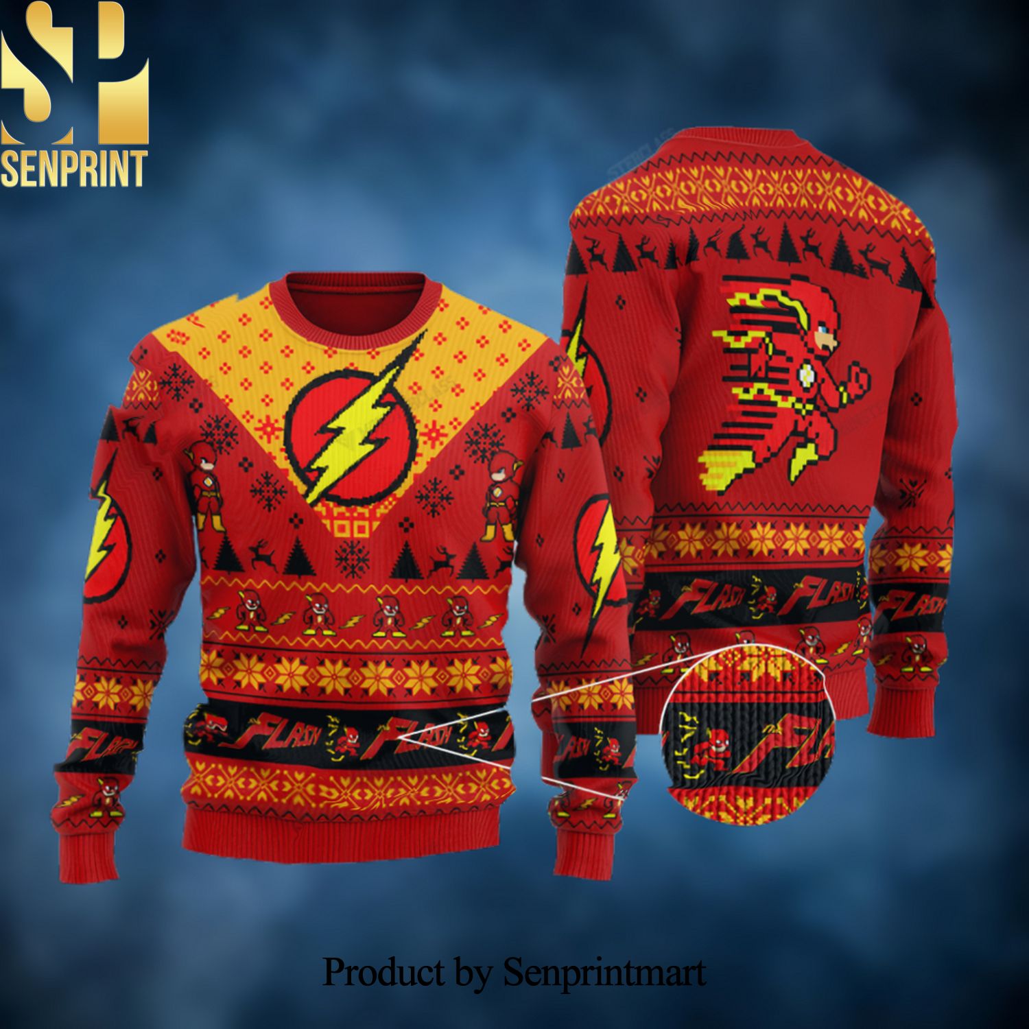 The Flash in Justice League Ugly Christmas Holiday Sweater