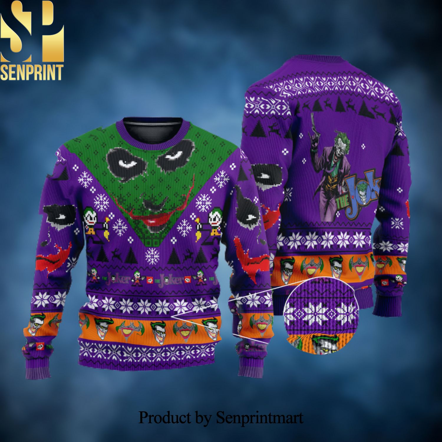 The Joker Evil Clown 3D Printed Ugly Christmas Sweater