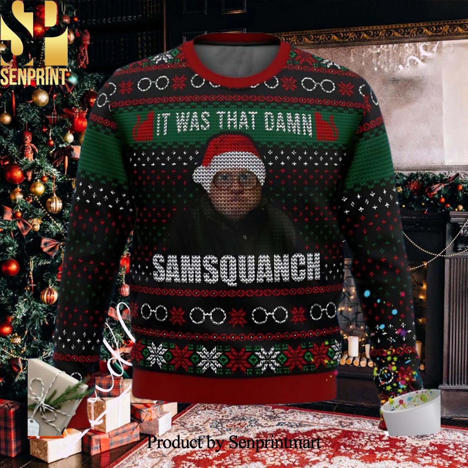 Trailer Park Boys Samsquanch It Was That Damn Ugly Christmas Wool Knitted Sweater