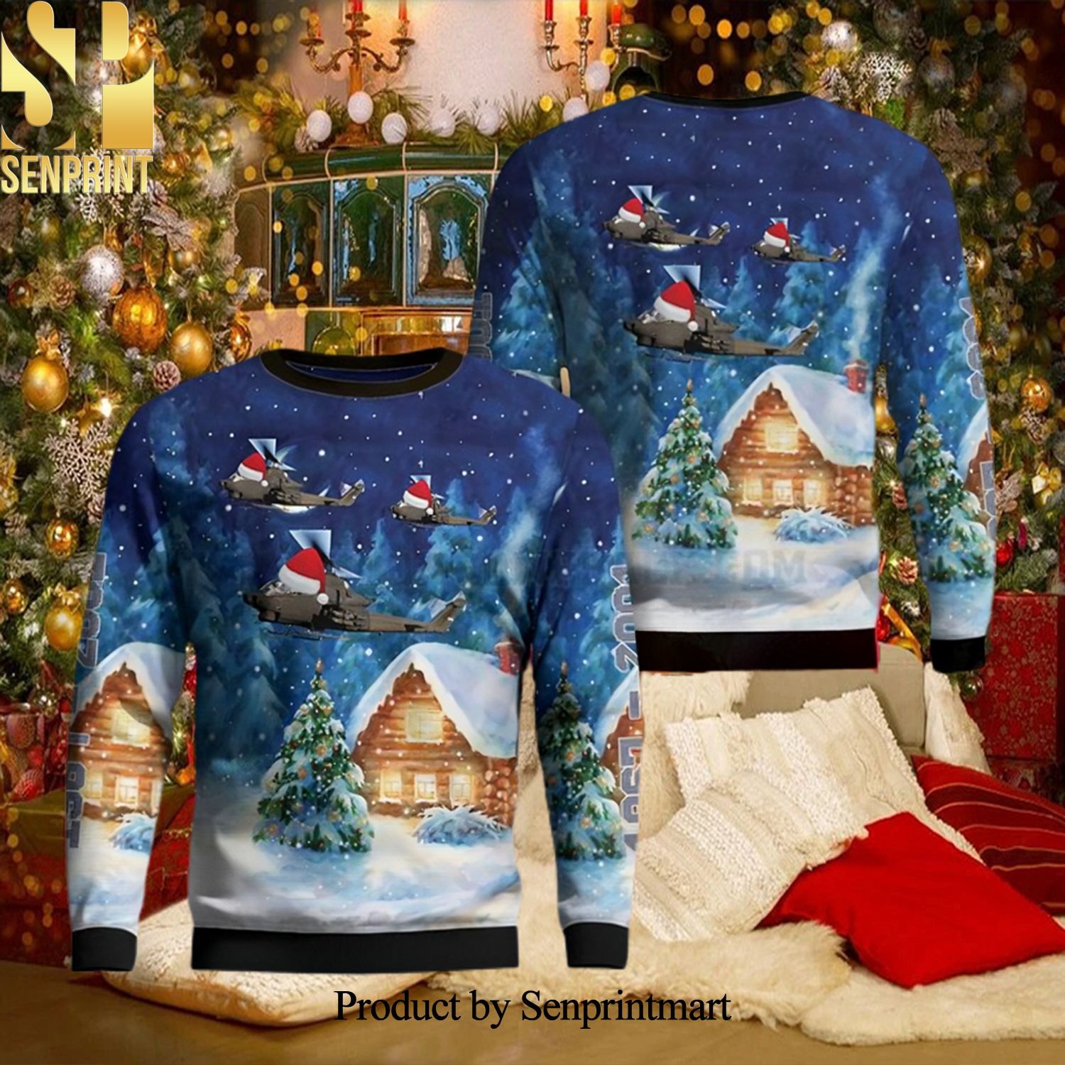 US Army Bell AH 1 Cobra Ugly Christmas Sweater