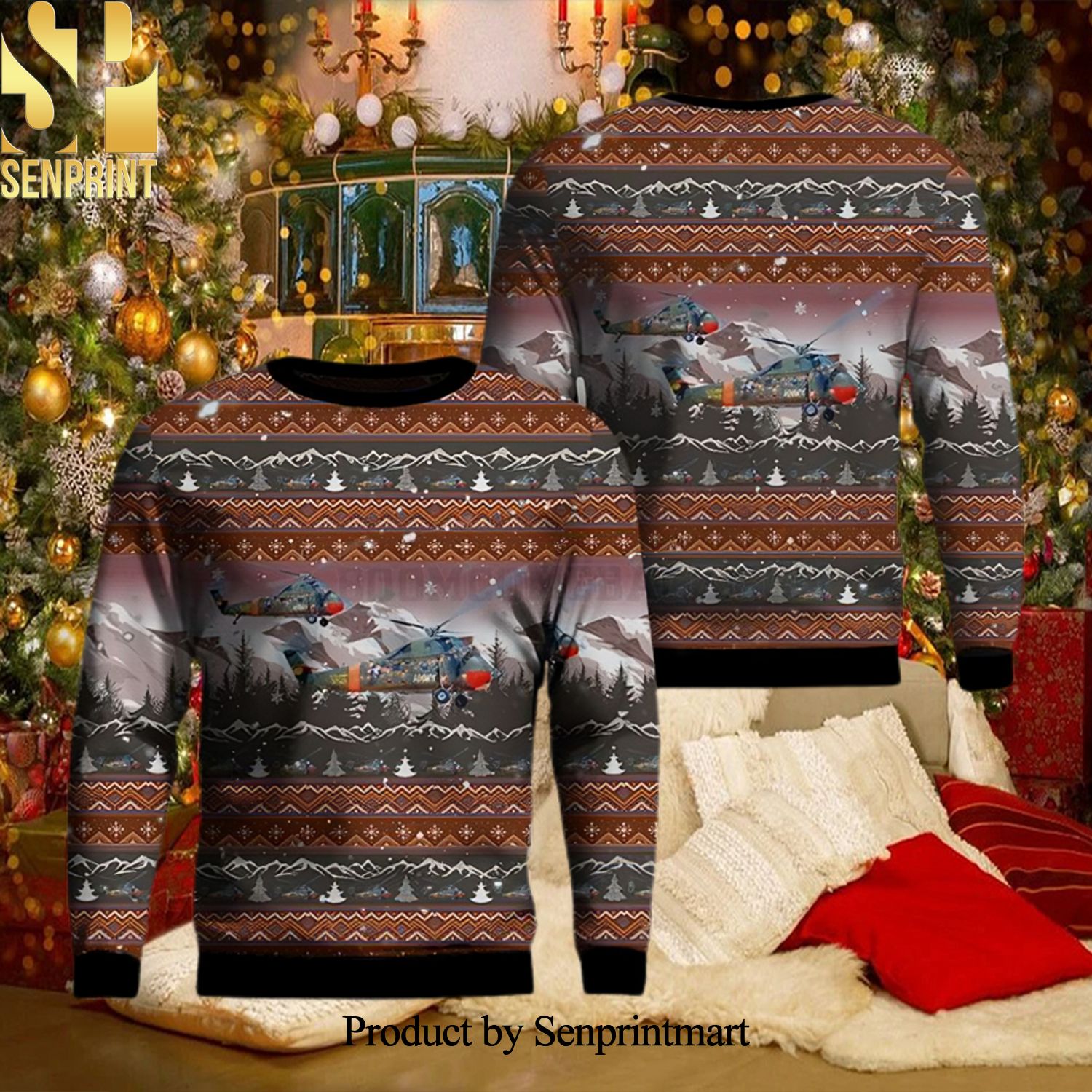 US Army CH 34 Ugly Christmas Holiday Sweater