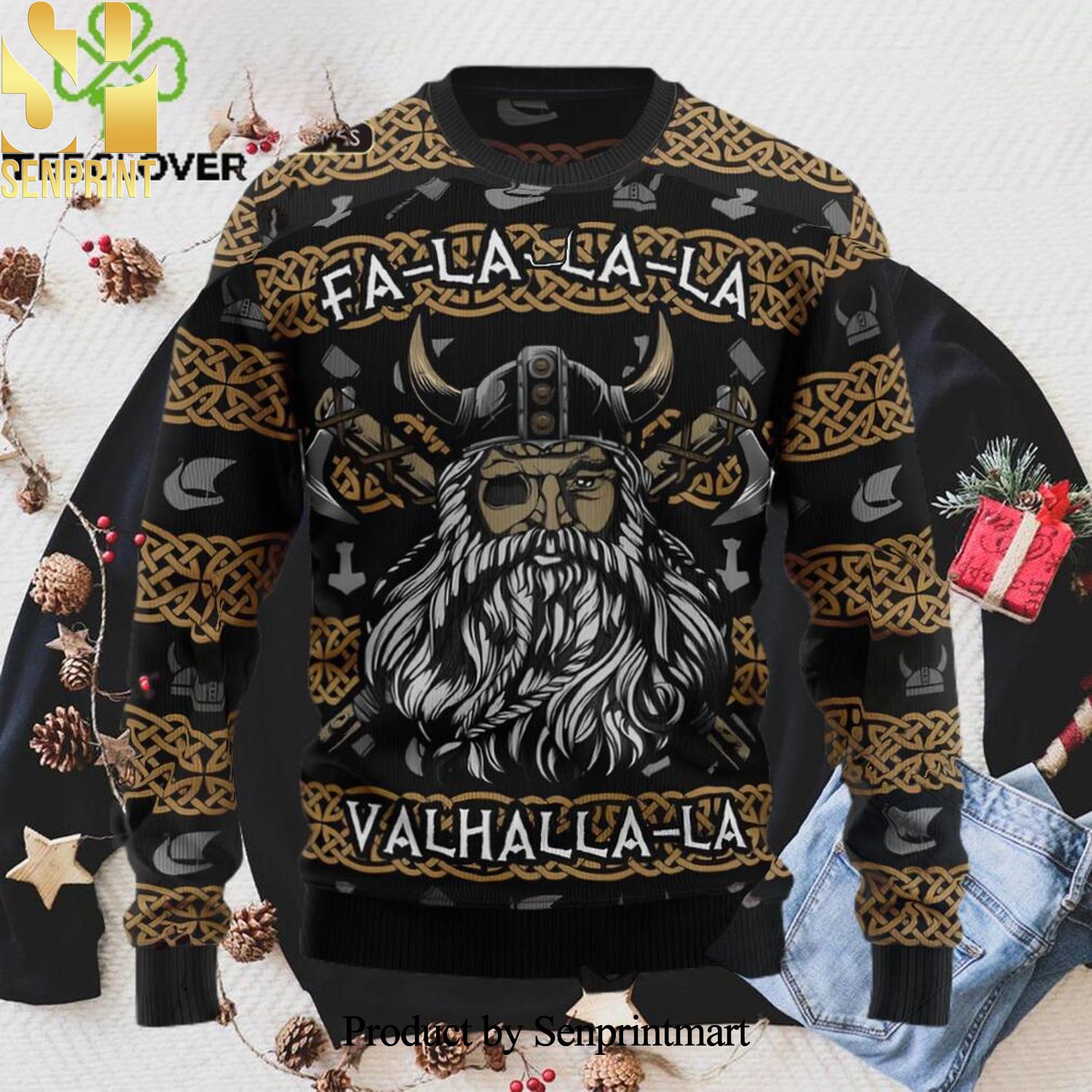 Valhalla La La La Xmas Ugly Christmas Wool Knitted Sweater