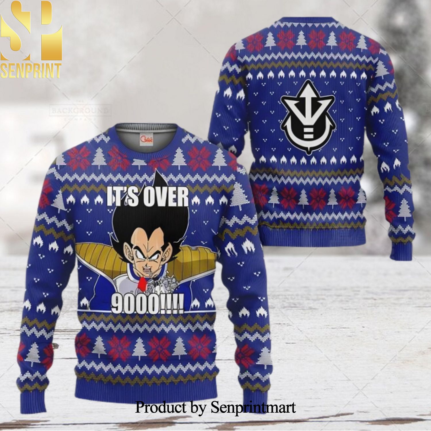 Vegeta Its Over 9000 Christmas Ugly Wool Knitted Sweater