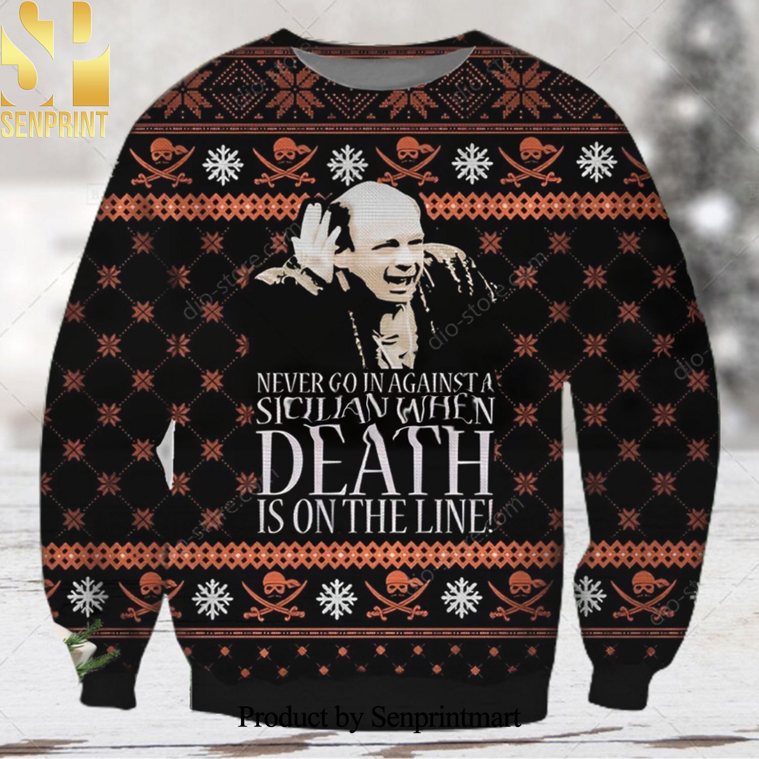 Vizzini Death Is On The Line The Princess Bride Ugly Xmas Wool Knitted Sweater