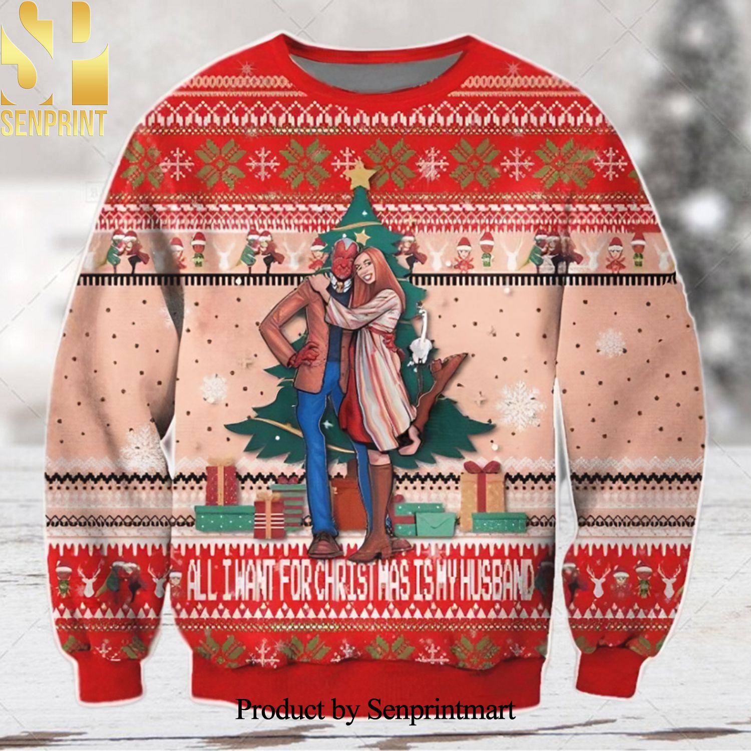 Wanda Vision Marvel Christmas Ugly Wool Knitted Sweater