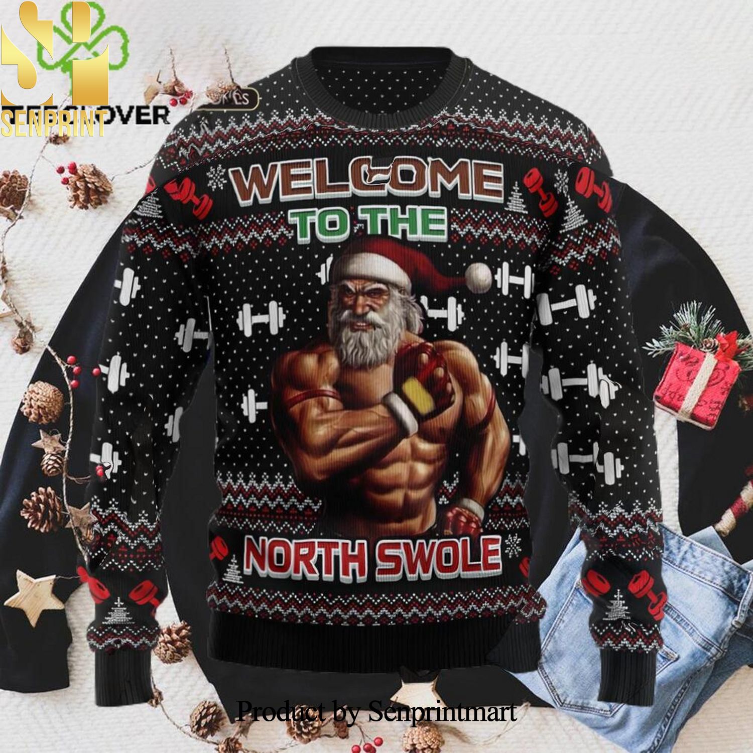 Welcome To The North Swole Xmas 3D Printed Ugly Christmas Sweater