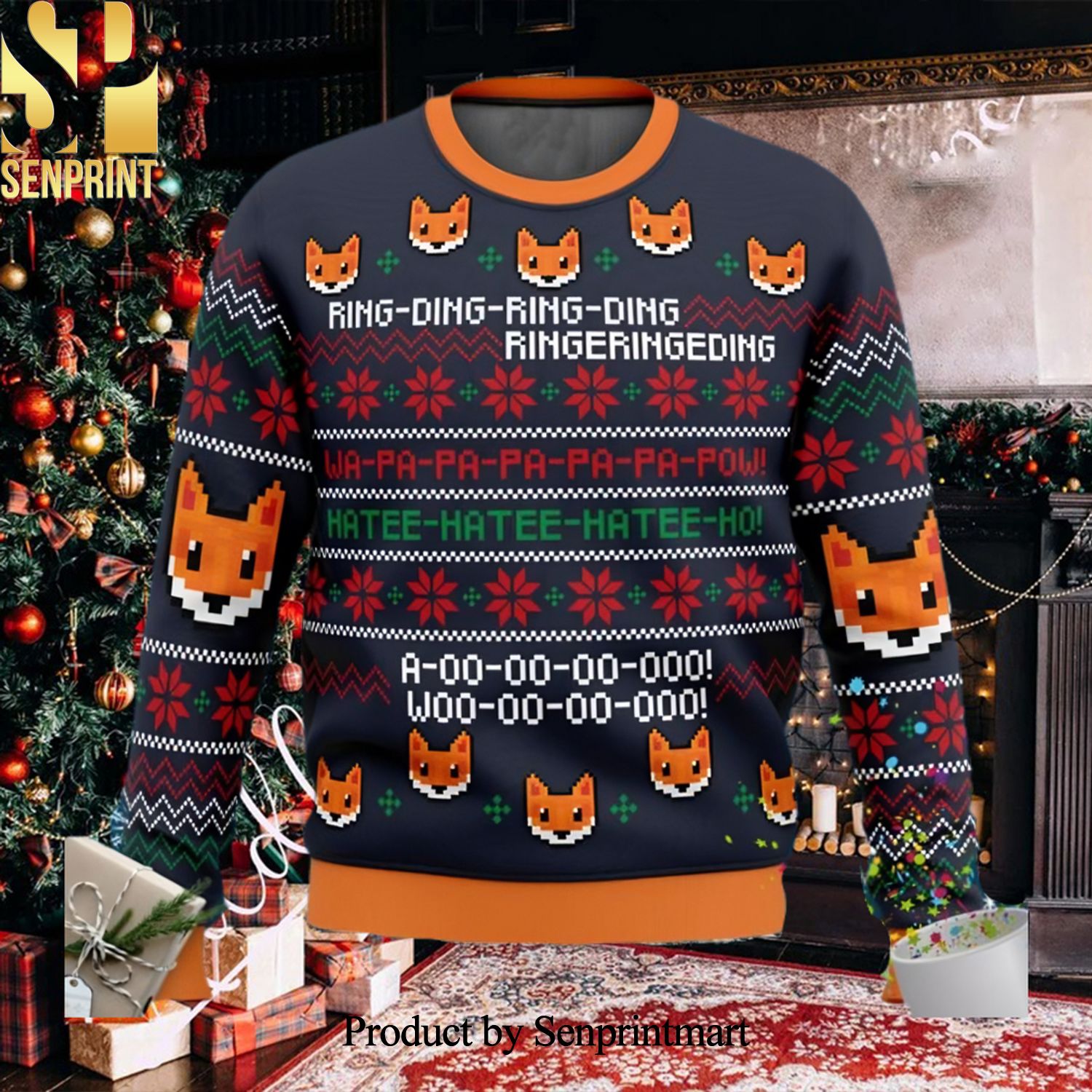 What Does The Fox Say Christmas Wool Knitted 3D Sweater