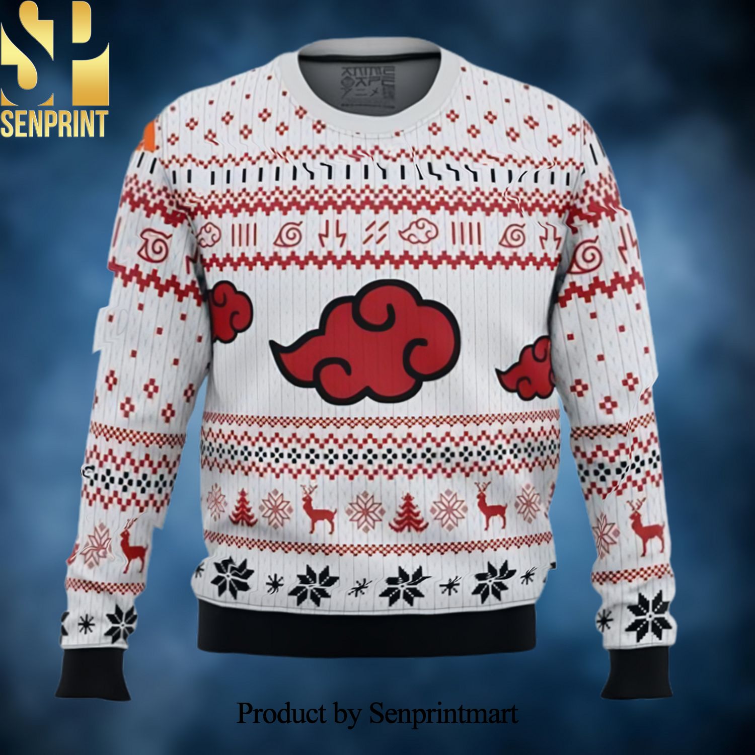White Christmas Akatsuki Ugly Xmas Wool Knitted Sweater