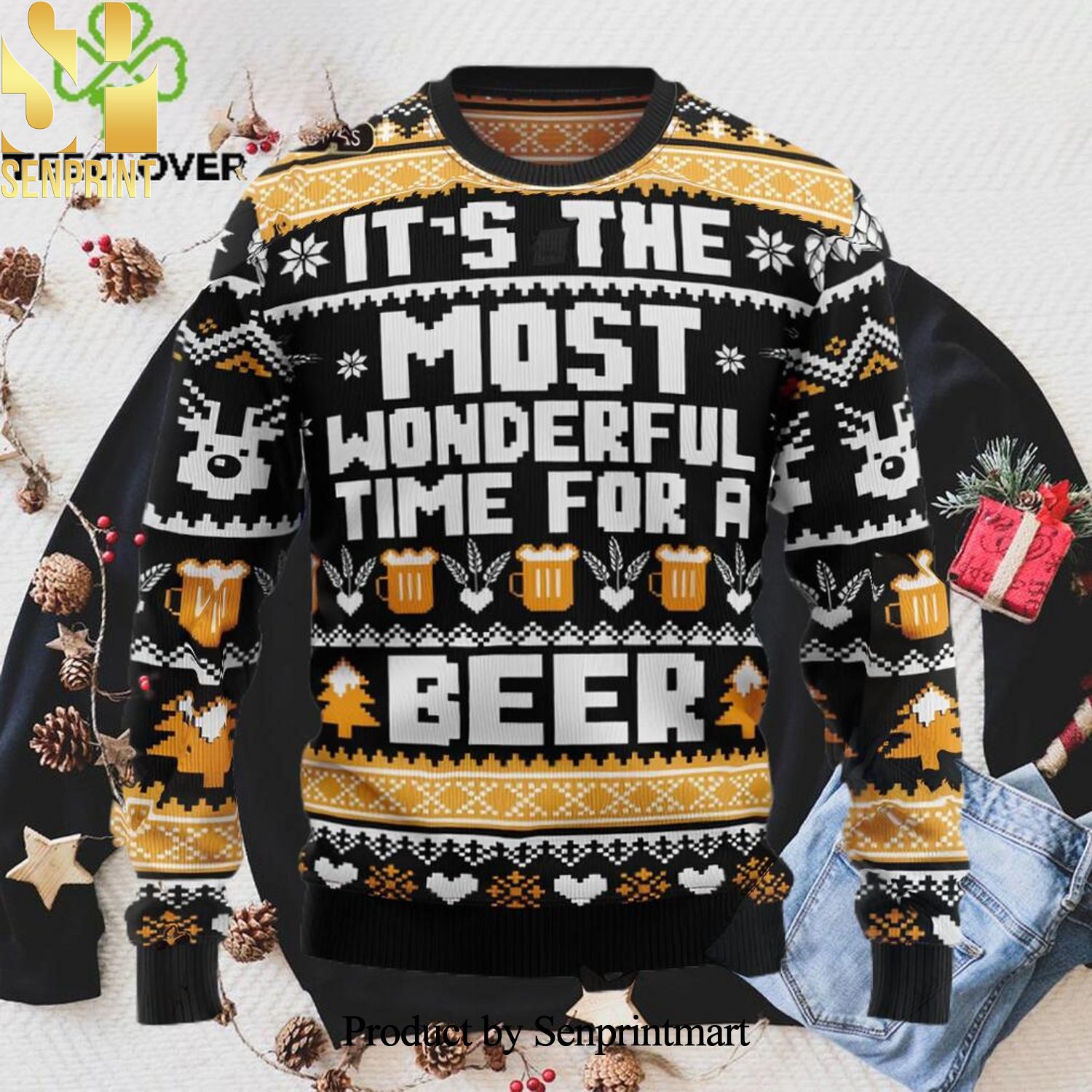 Wonderful Time For A Beer Xmas 3D Printed Ugly Christmas Sweater