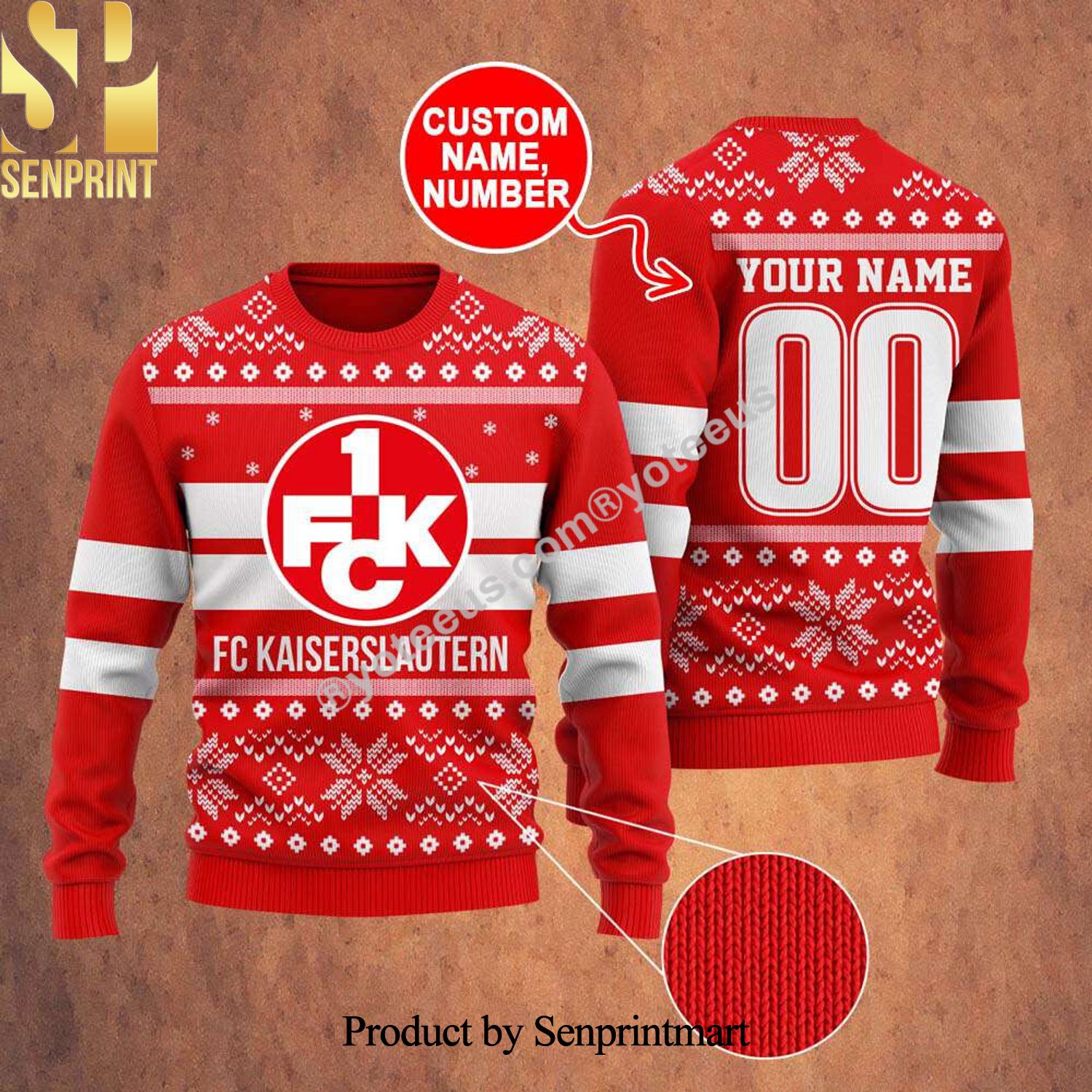 1 FC Kaiserslautern 3D Printed Ugly Christmas Sweater