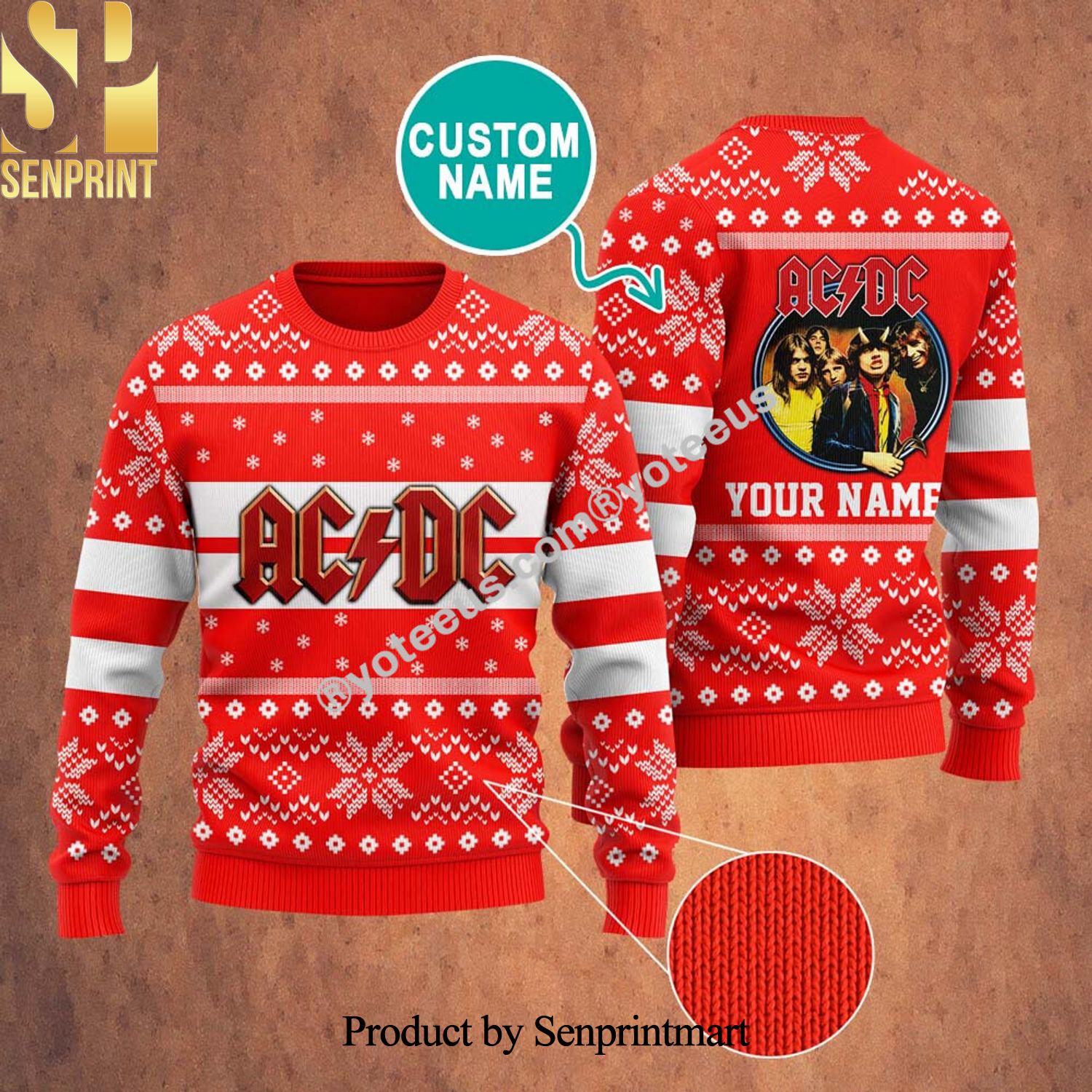 AC DC Rock Band Ugly Christmas Sweater