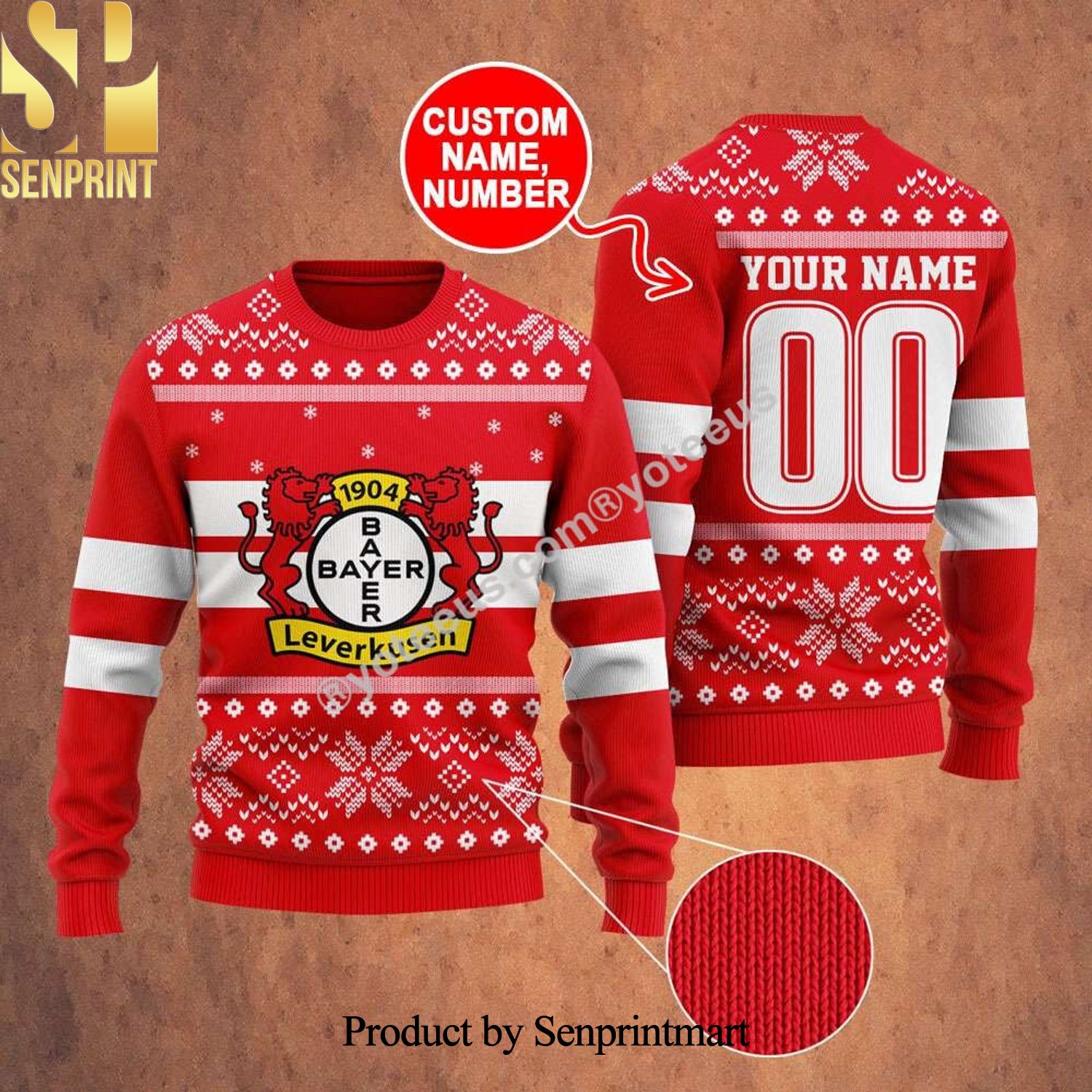 Bayer Leverkusen 3D Printed Ugly Christmas Sweater