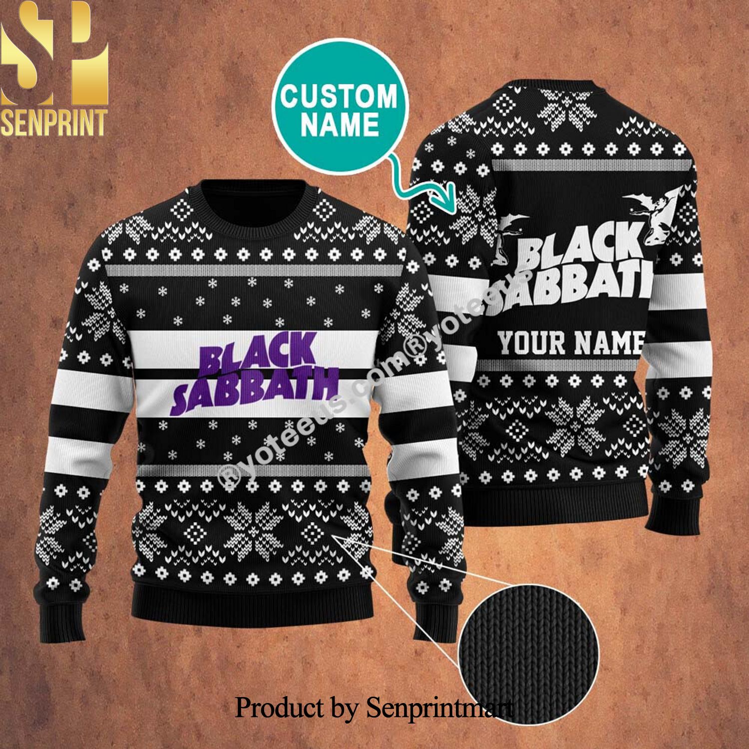 Black Sabbath Rock Band 3D Printed Ugly Christmas Sweater