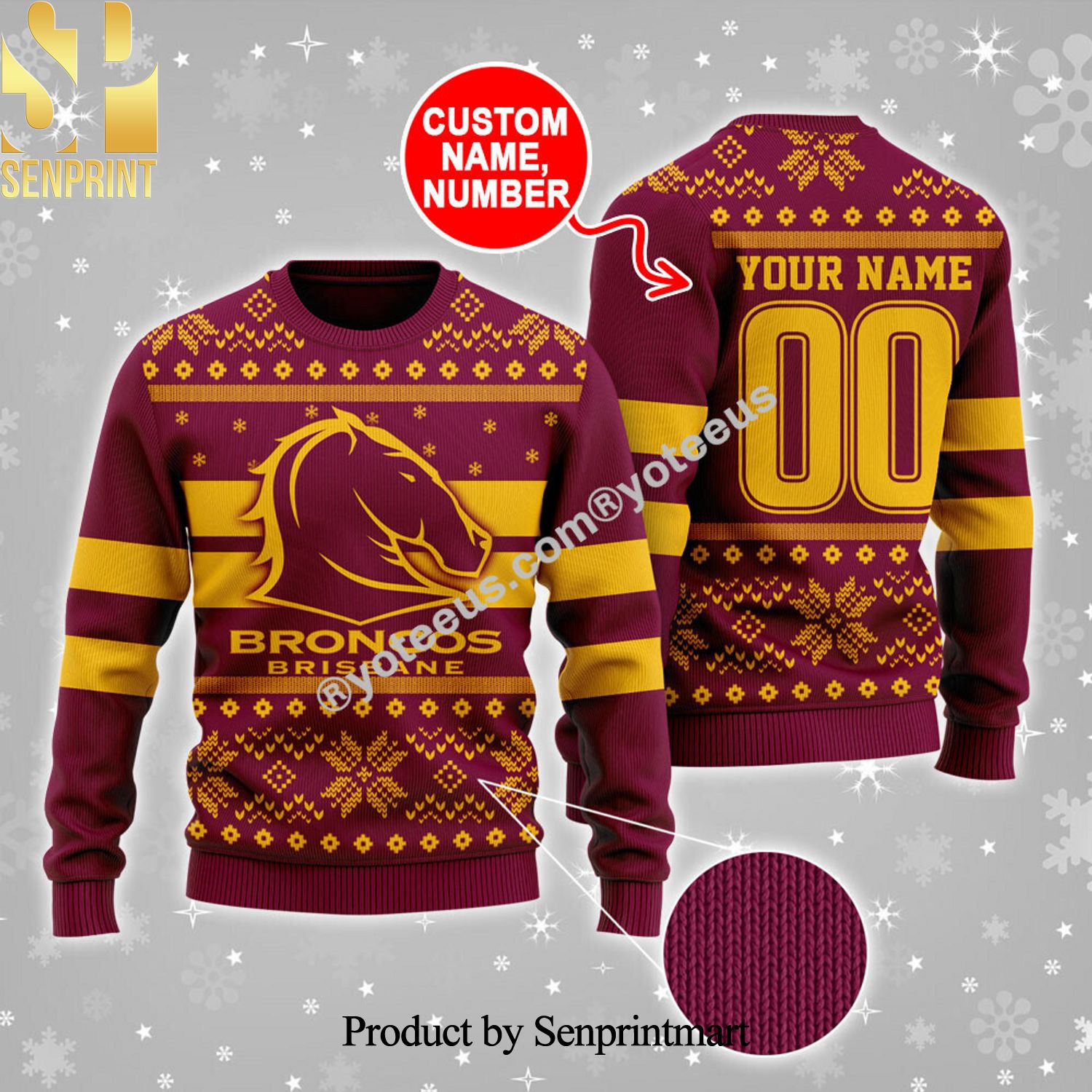Brisbane Broncos Ugly Christmas Holiday Sweater