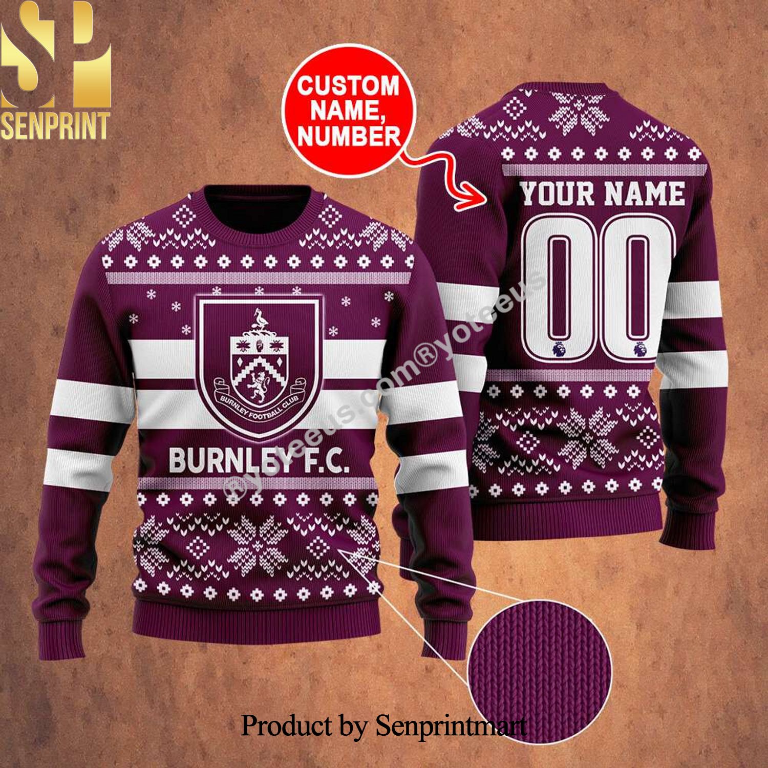 Burnley FC Ugly Xmas Wool Knitted Sweater