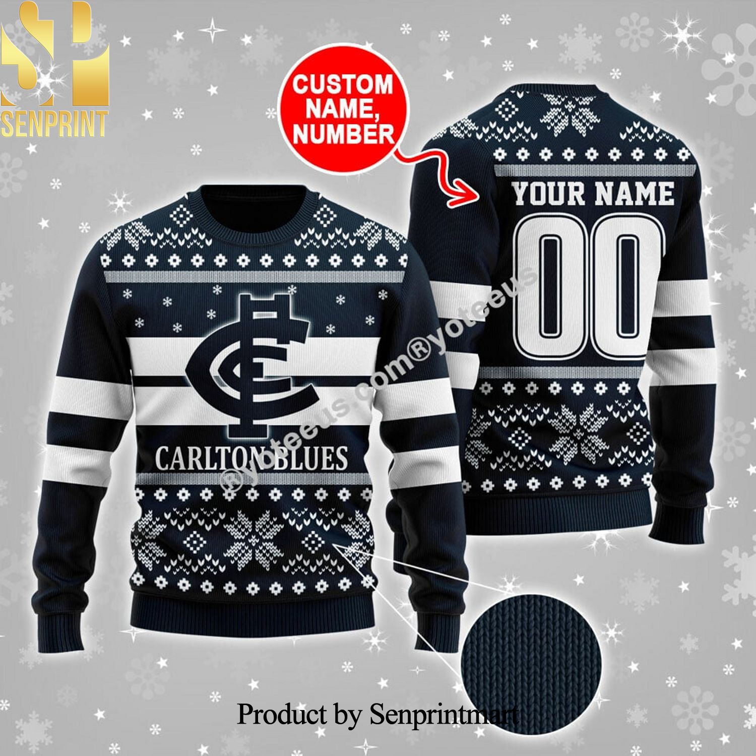 Carlton Blues Ugly Christmas Wool Knitted Sweater