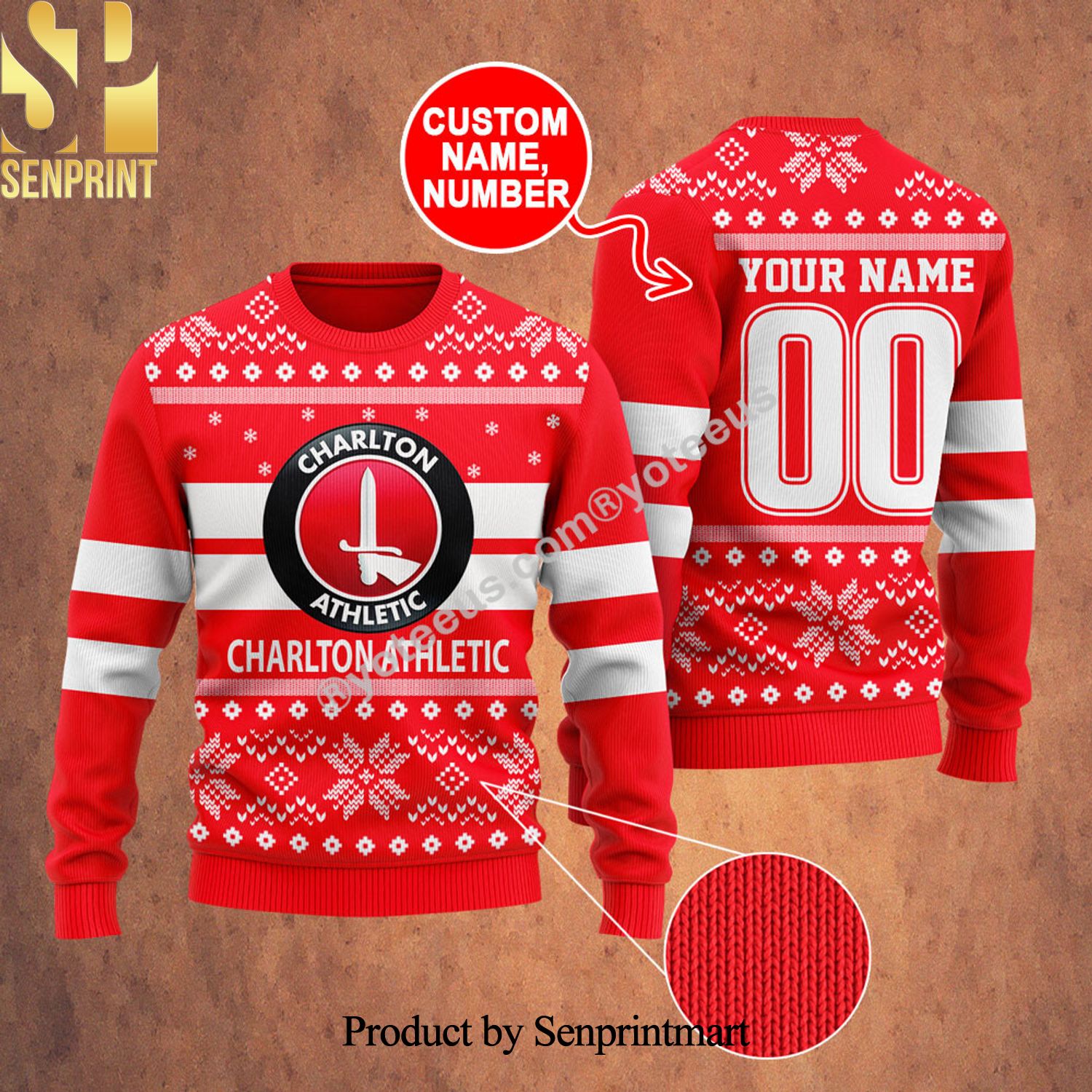 Charlton Athletic Ugly Xmas Wool Knitted Sweater