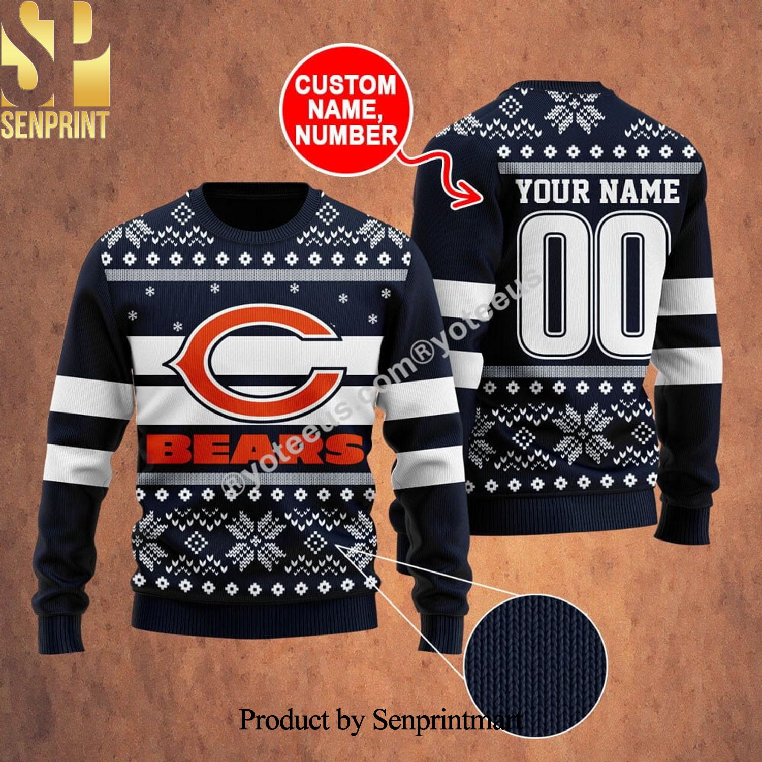 chicago bears ugly sweater with lights