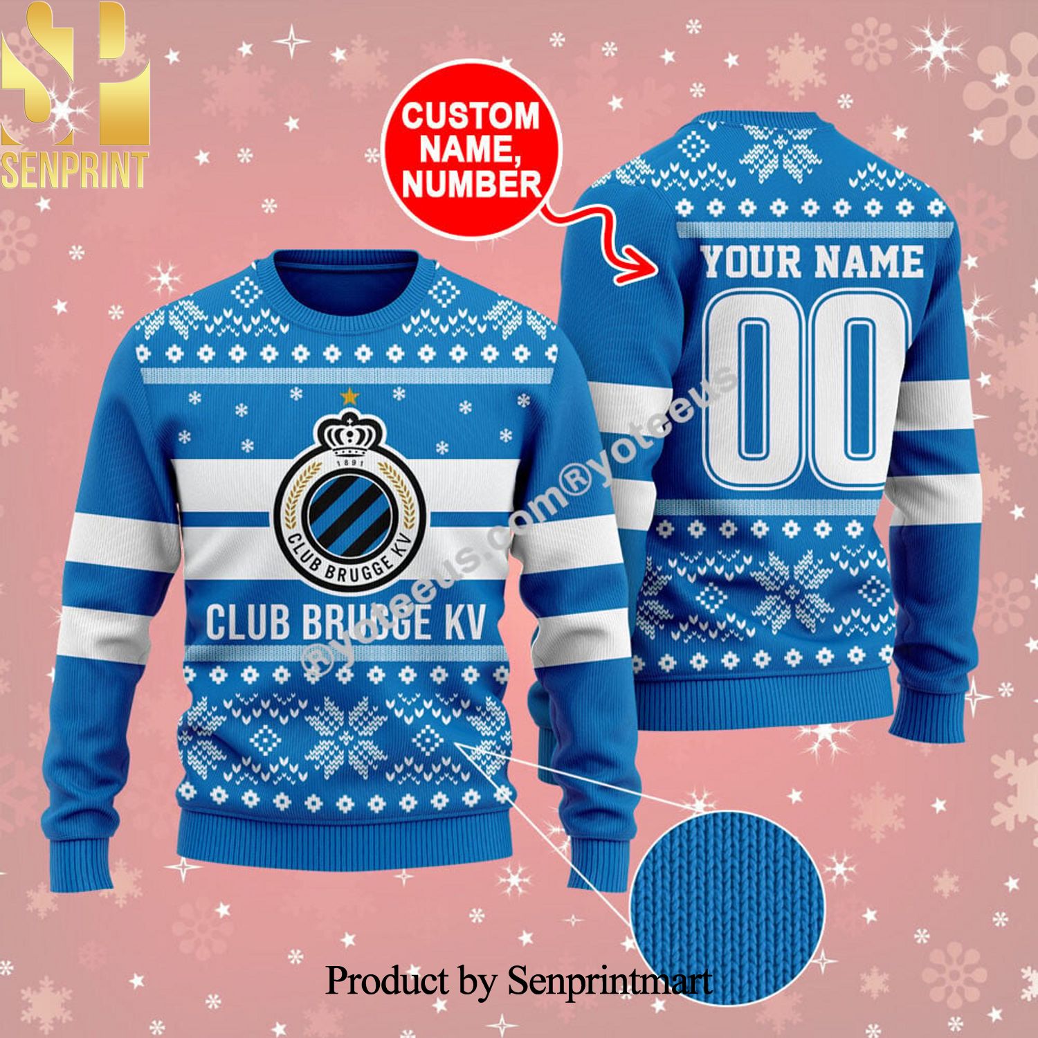 Club Brugge 3D Printed Ugly Christmas Sweater