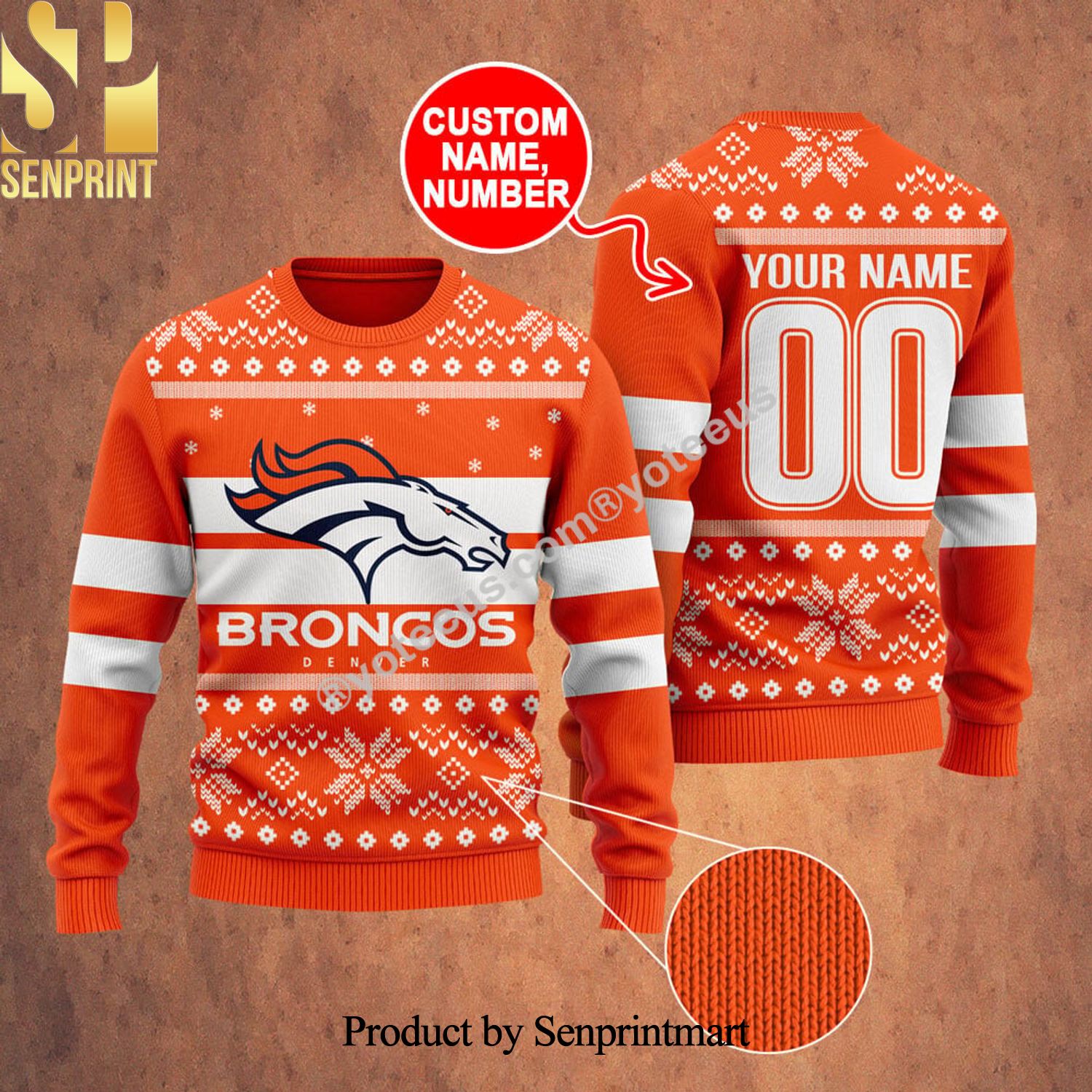 Denver Broncos Ugly Christmas Wool Knitted Sweater