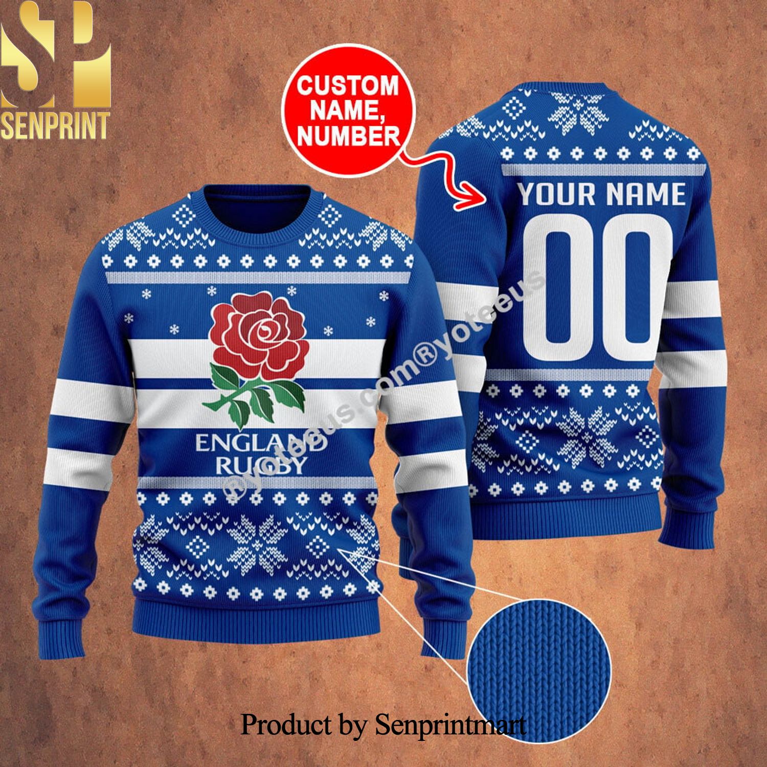 England Rugby 3D Printed Ugly Christmas Sweater