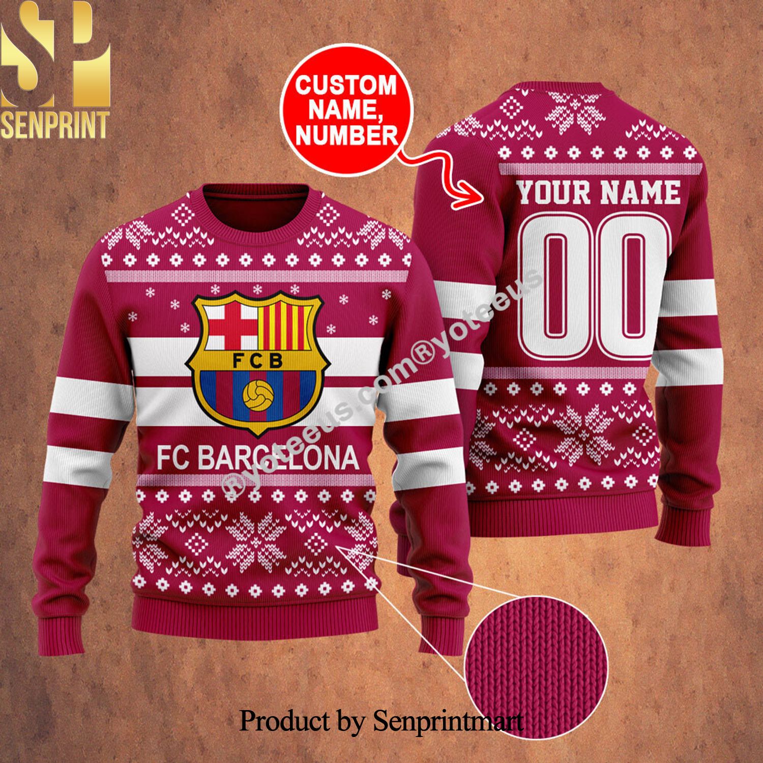 FC Barcelona Ugly Christmas Holiday Sweater