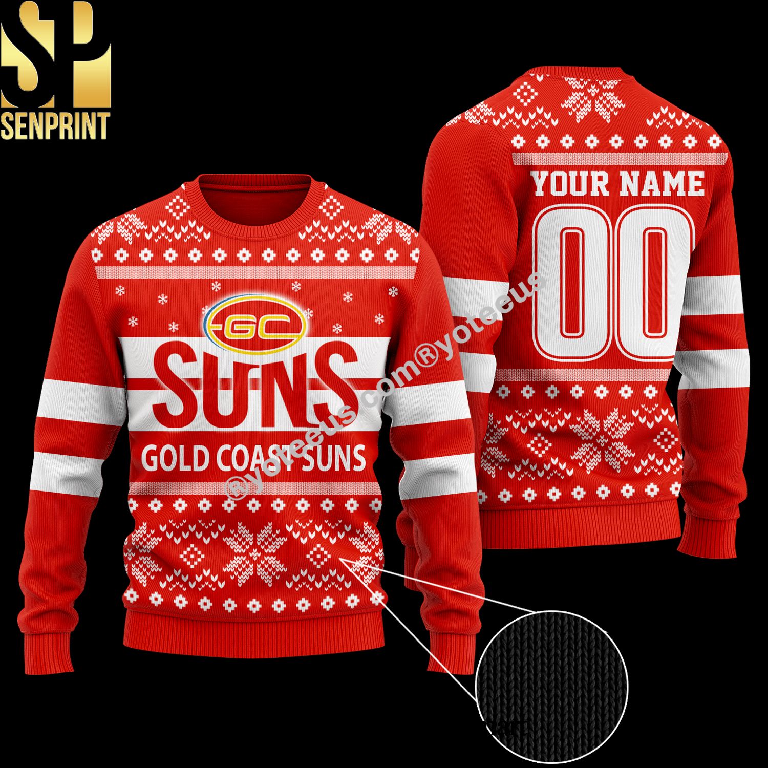 Gold Coast Suns 3D Printed Ugly Christmas Sweater