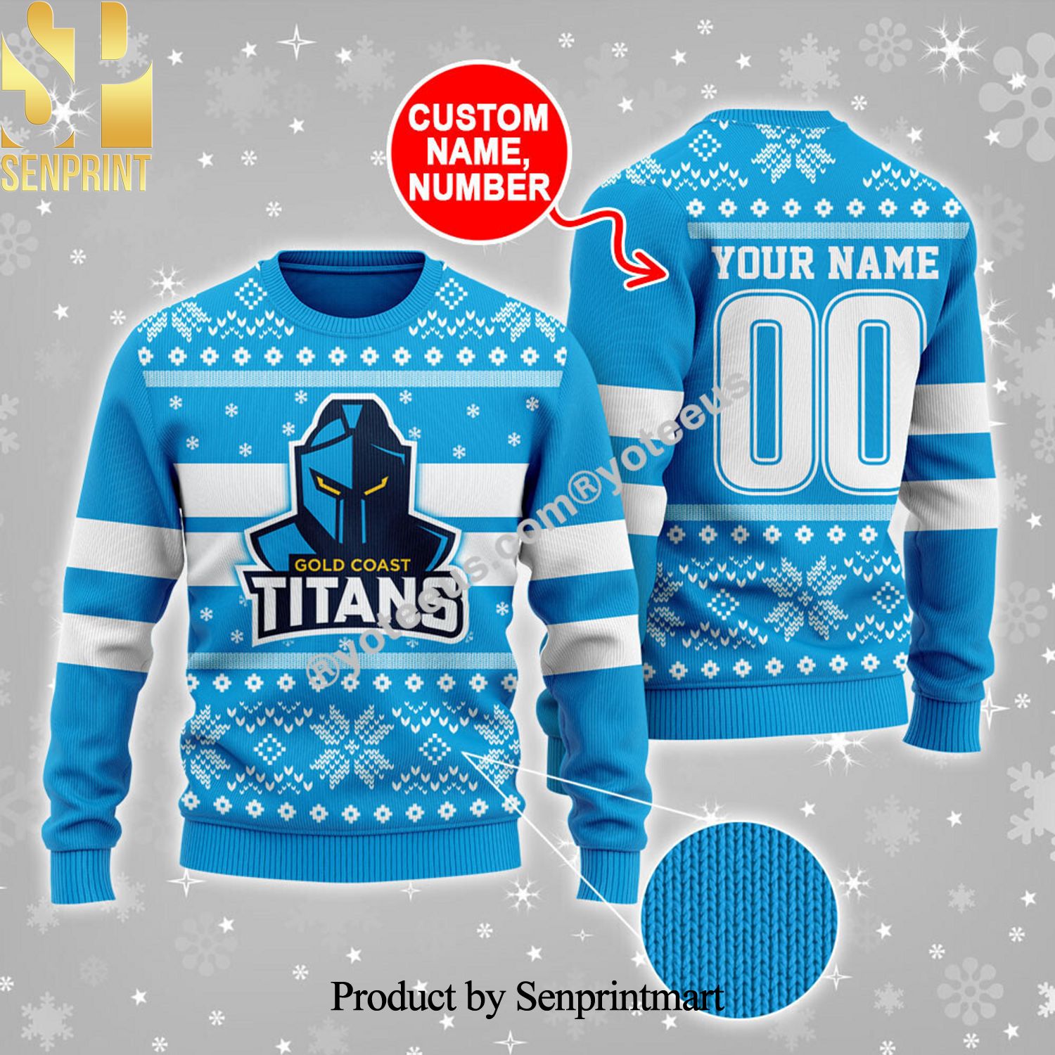 Gold Coast Titans Ugly Xmas Wool Knitted Sweater