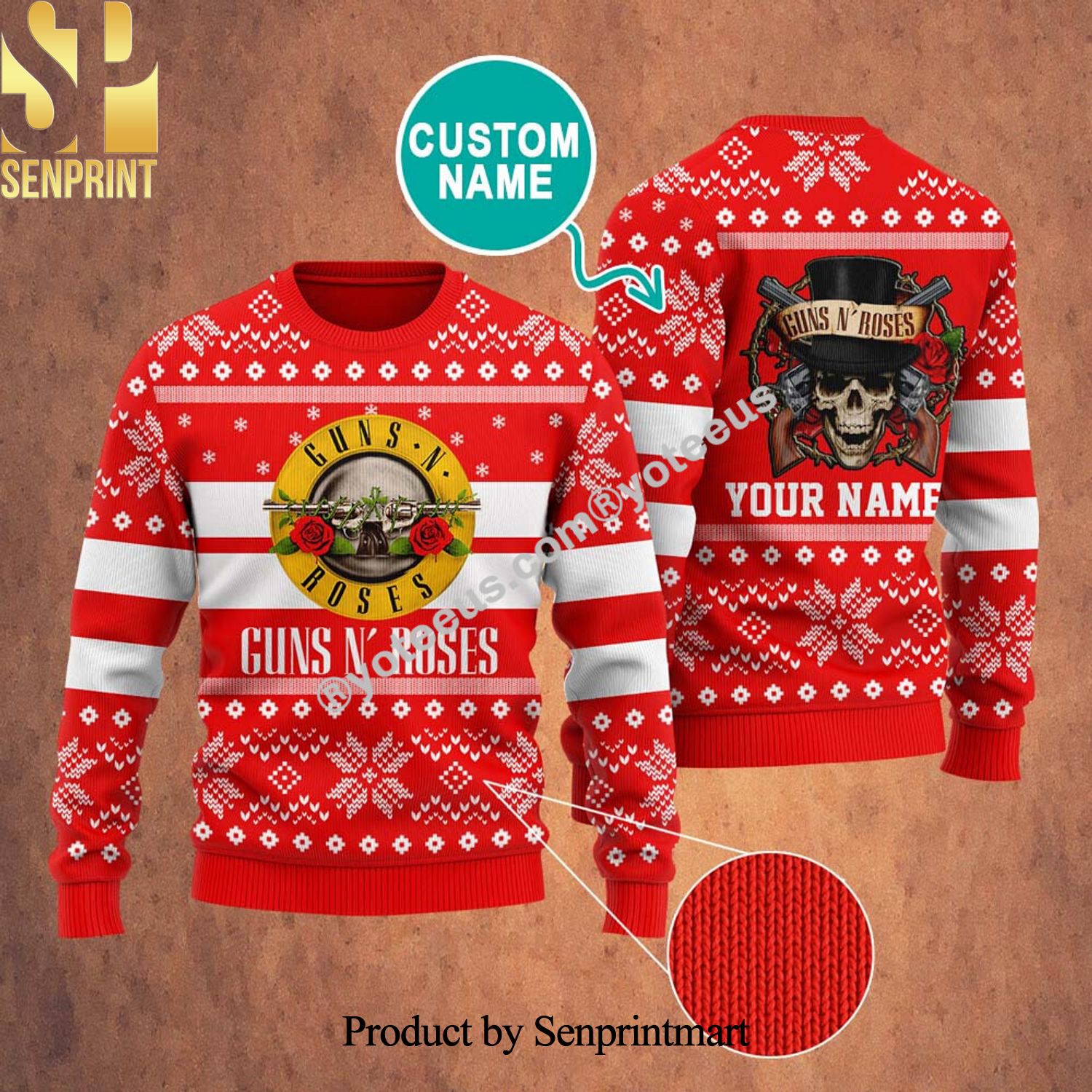 Guns N’ Roses Rock Band Ugly Xmas Wool Knitted Sweater