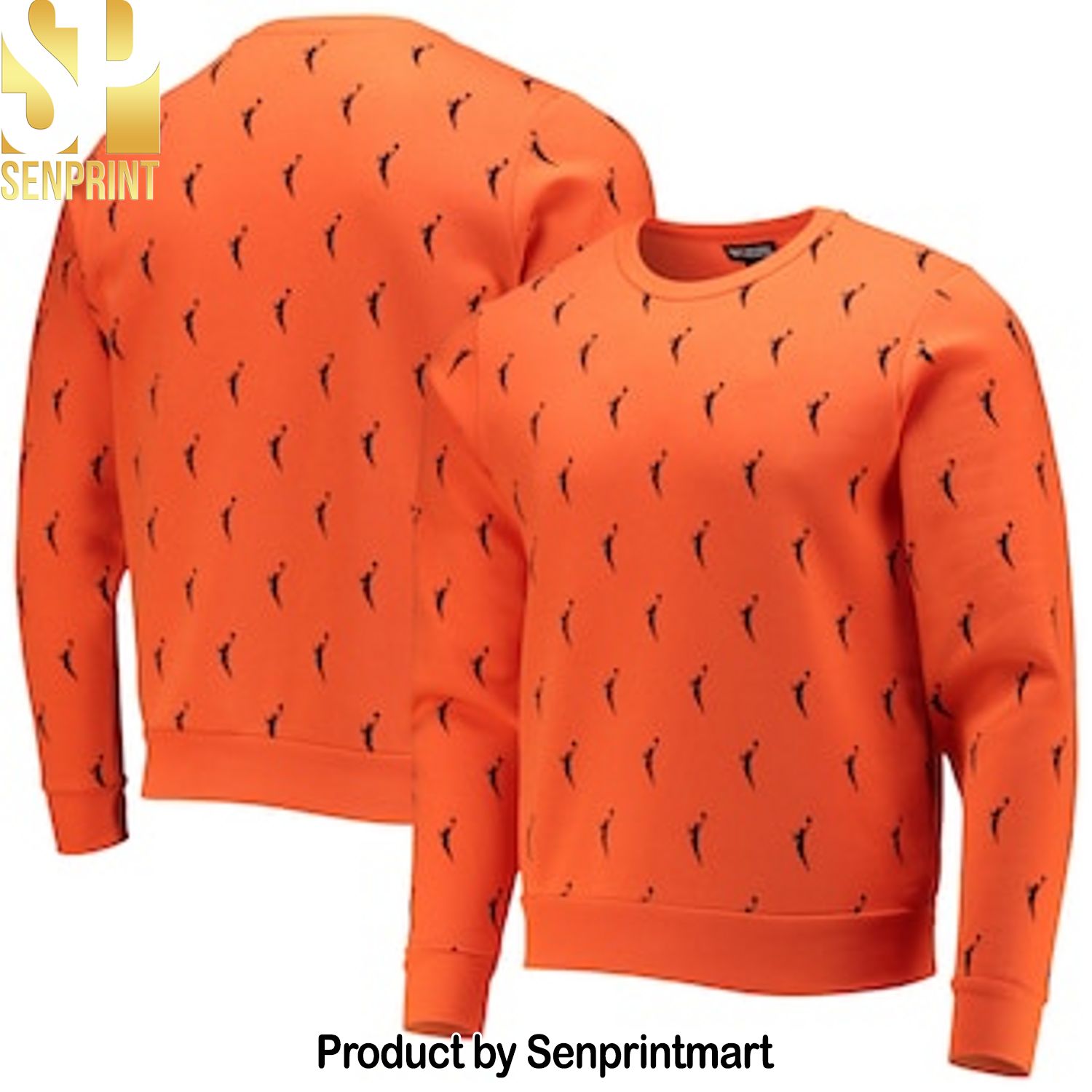 WNBA Orange Logowoman All Over Logo Full Printing Sweatshirt