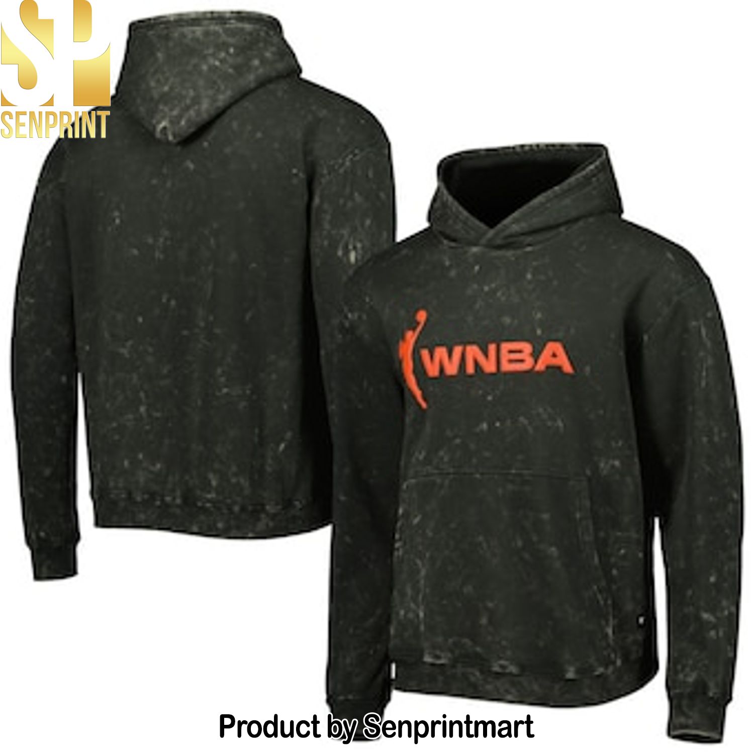 WNBA The Wild Collective Black Acid Tonal Logowoman Full Printing Hoodie