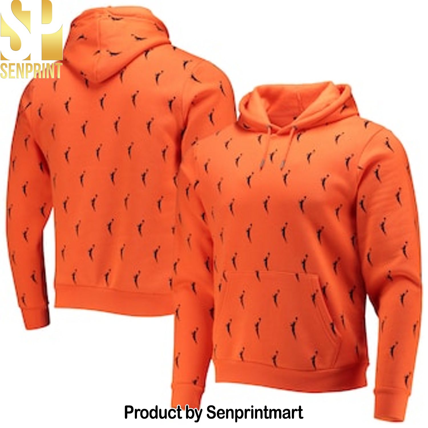 WNBA The Wild Collective Orange Allover Logowman Full Printing Hoodie