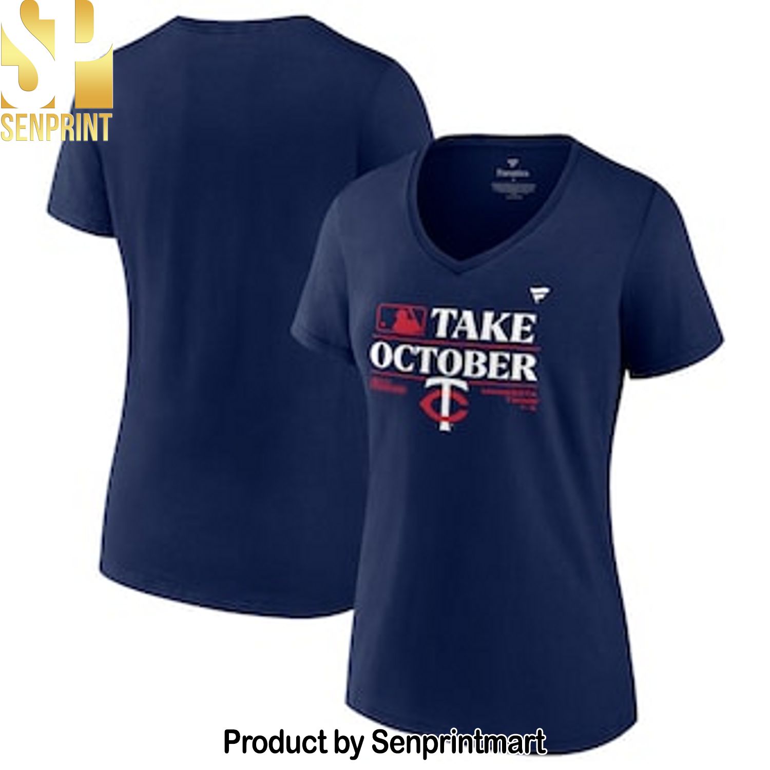 MLB Minnesota Twins Version Navy 2023 Take October Postseason Locker Room 3D Shirt