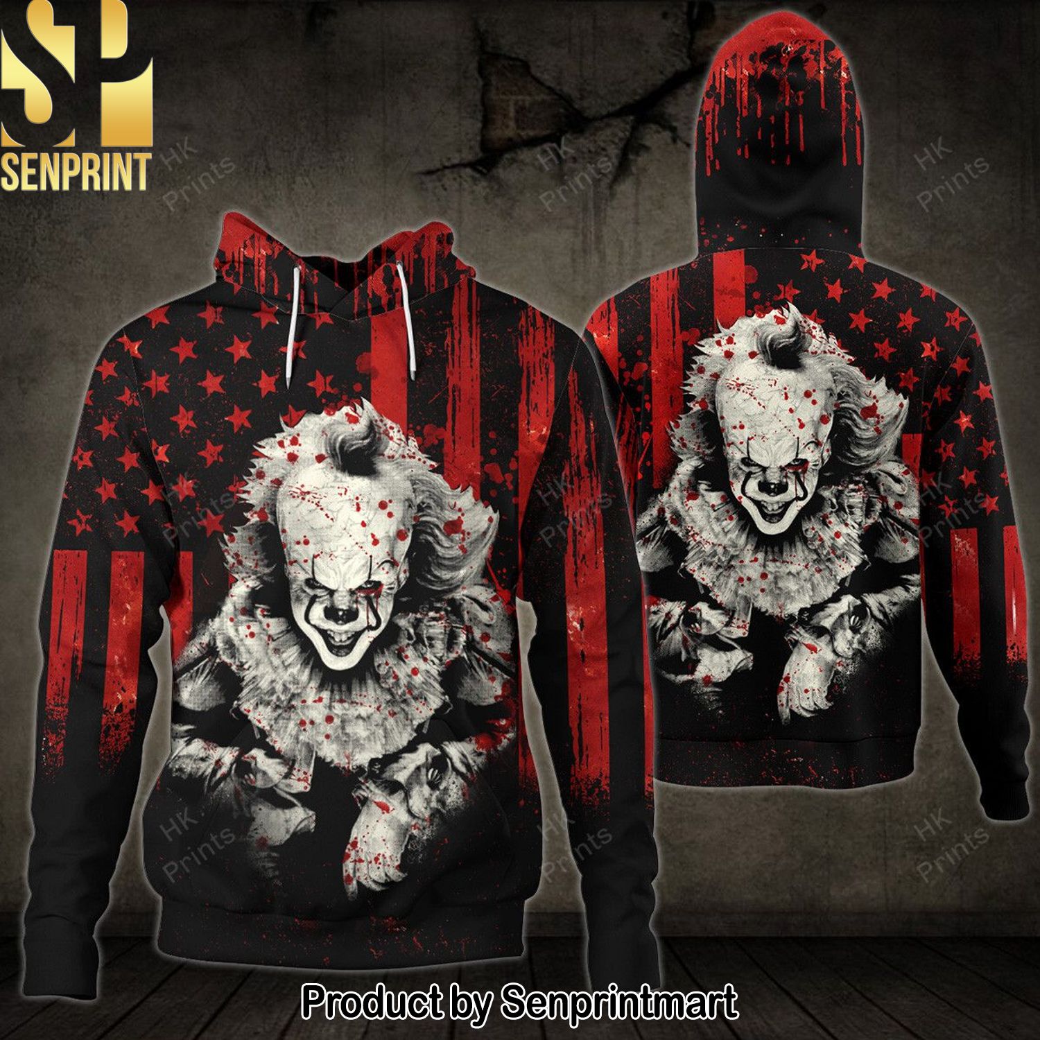 Pennywise Bloody American Flag 3D Hoodies and Sweatpants