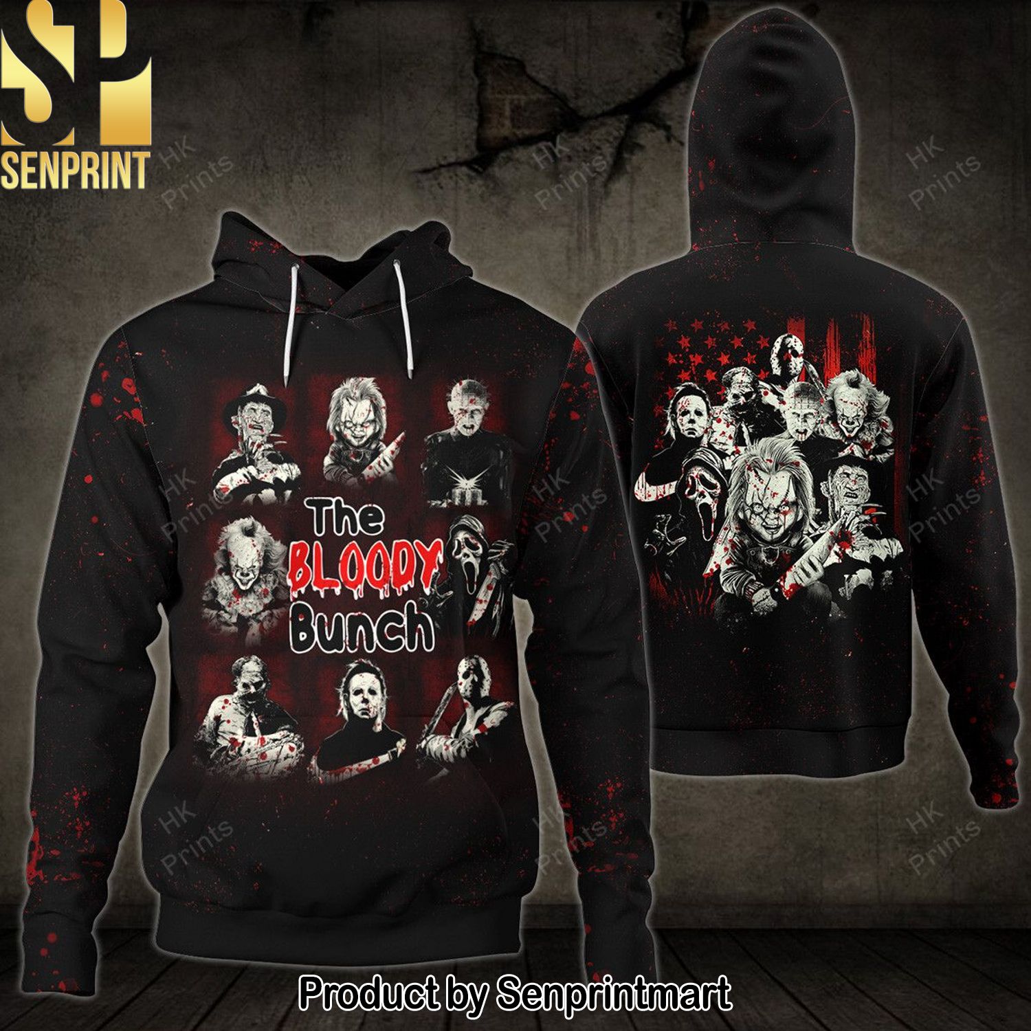 The Bloody Bunch American Flag 3D Hoodies and Sweatpants